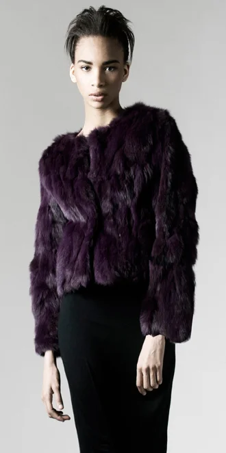 STYLE # T122247RS dyed rabbit section jacket