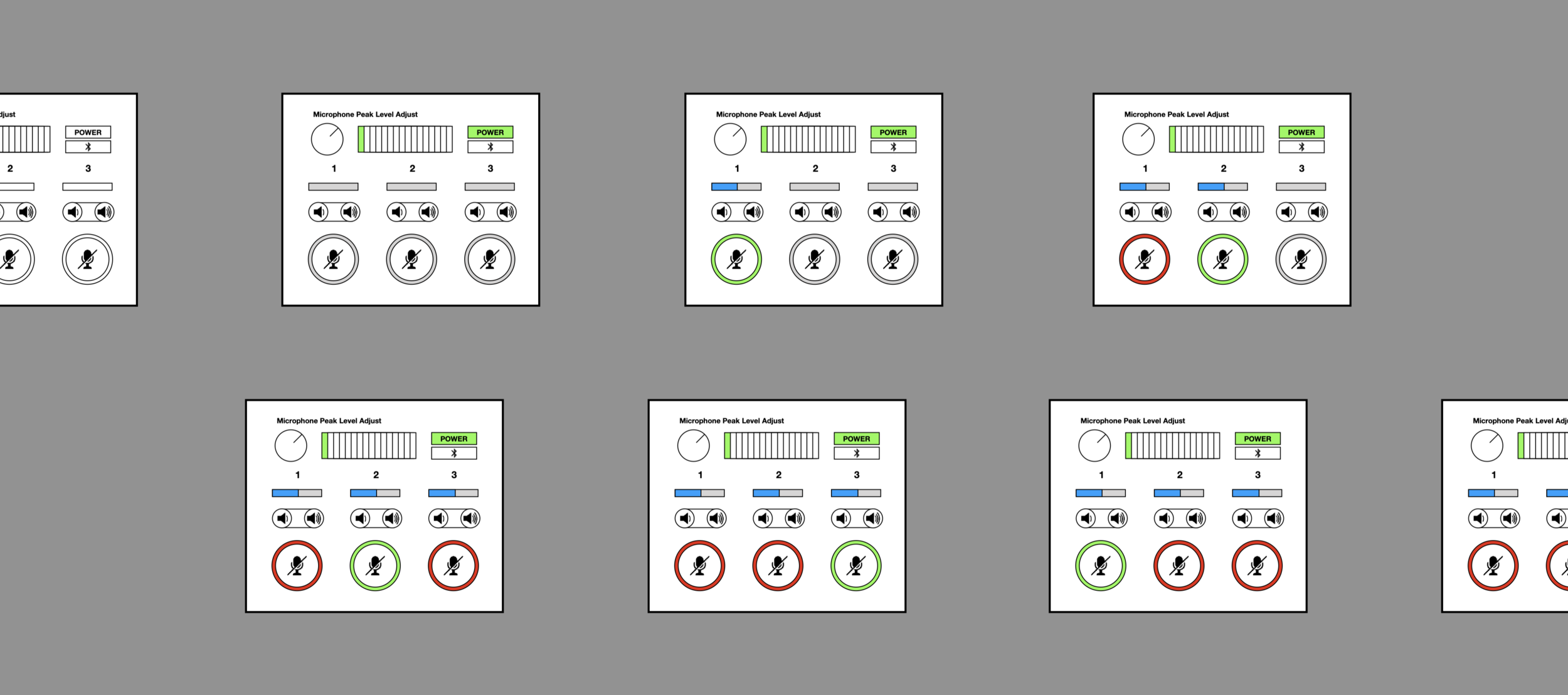 I created a low-fidelity testable prototype using Invision running on an iPad mini. The protoype contained all possible states of the control console and was interactive.