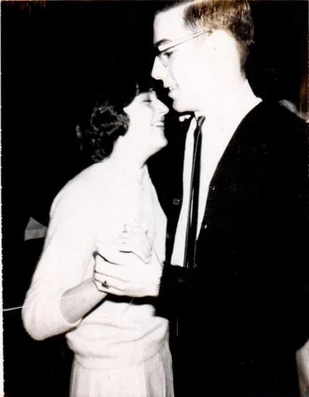 Kendra and I, Winter dance, 1964 Note my high school class ring on my left hand.
