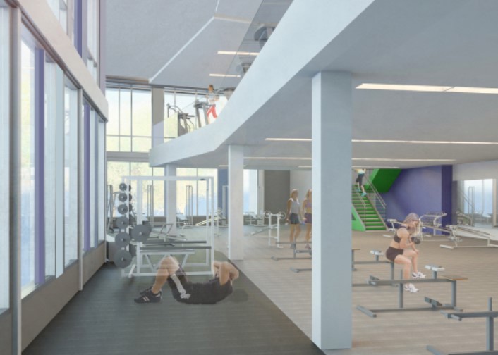 A rendering of the “Fitness Loft” in the new Adler Athletic Complex. Photo from Penn State Altoona Athletics