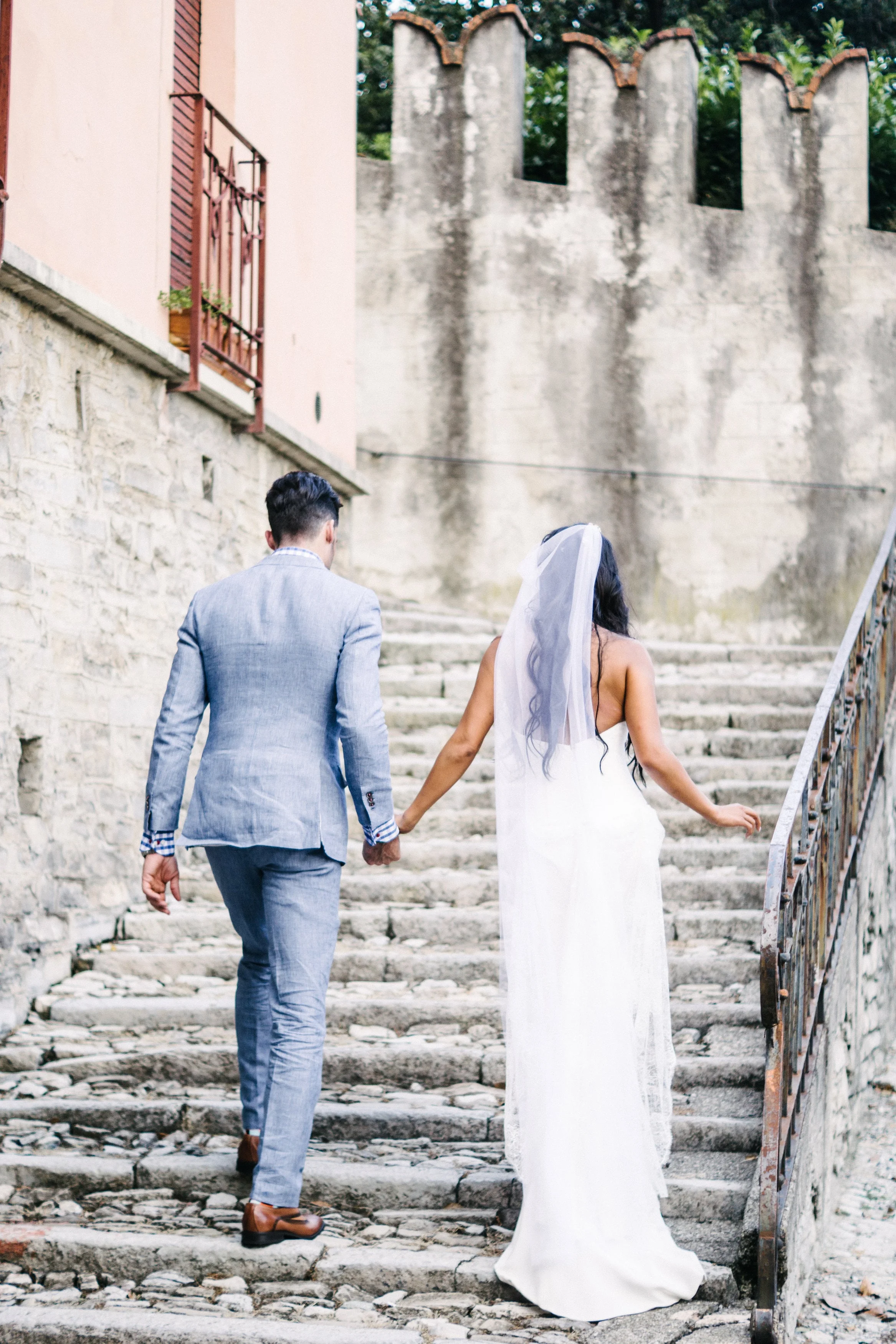 Nelly An wearing a Montacute Veil - Floor length with white tulle and raw edge finish