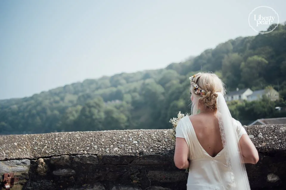 Mel wearing a Classic Veil - Ivory, floor length veil with Rexcote lace finish