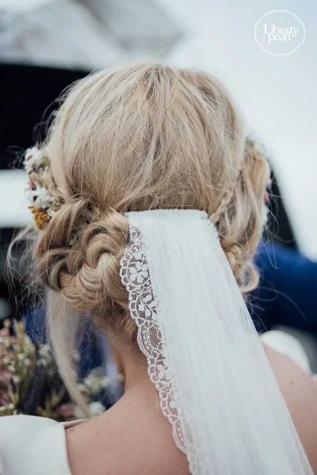 Mel wearing a Classic Veil - Ivory, floor length veil with Rexcote lace finish