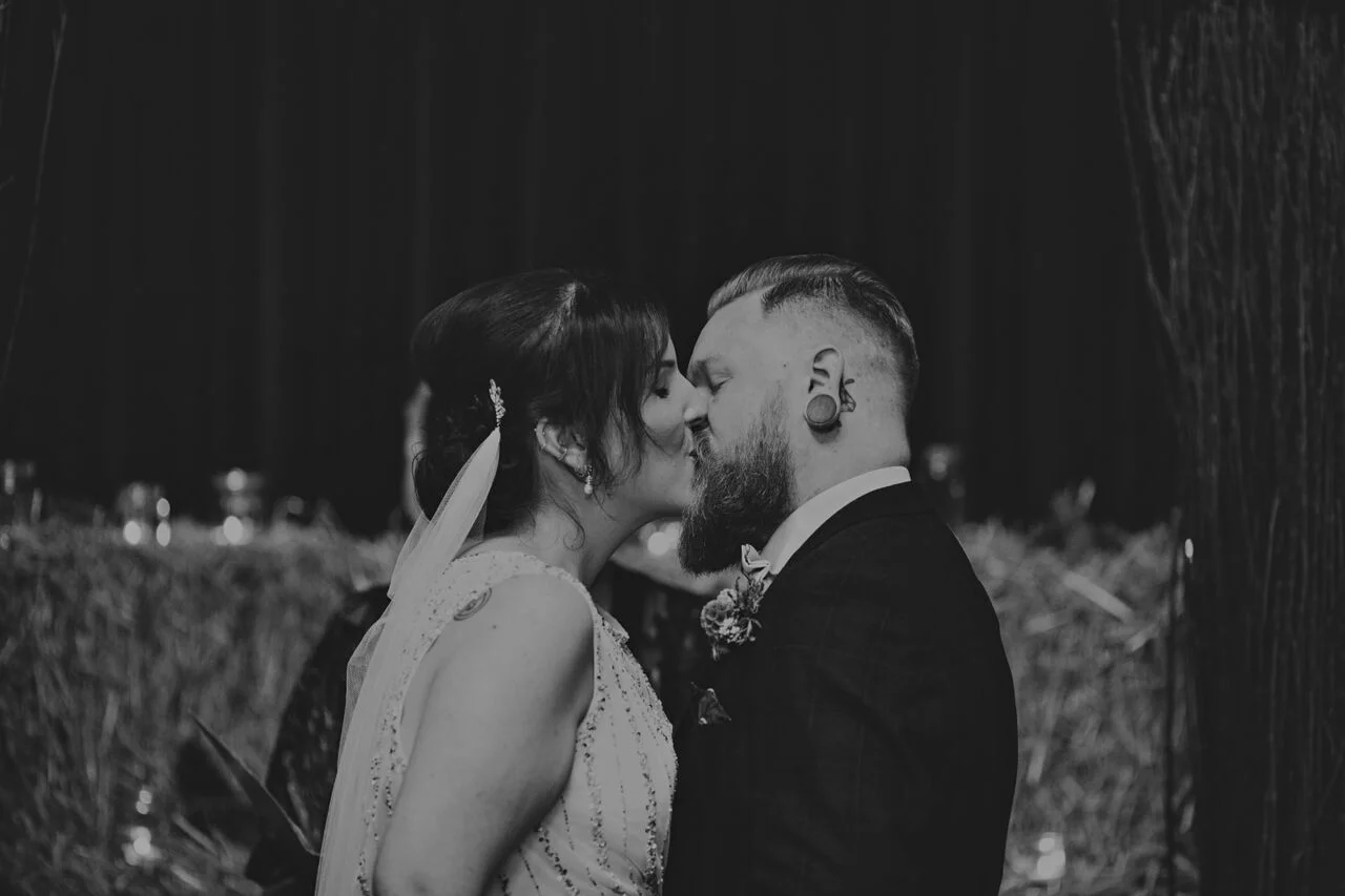 Emma wearing the Hampshire veil - Drape veil with two glass bead leaf combs and ivory detachable veil Photograph by Lisa Jane Photography at http://www.lisajane-photography.com