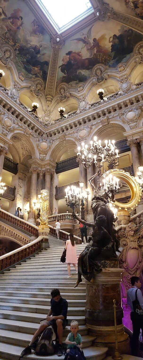 The Grand Staircase, where the wealthy operagoers can show off their own fancy finery to everyone else in attendance.