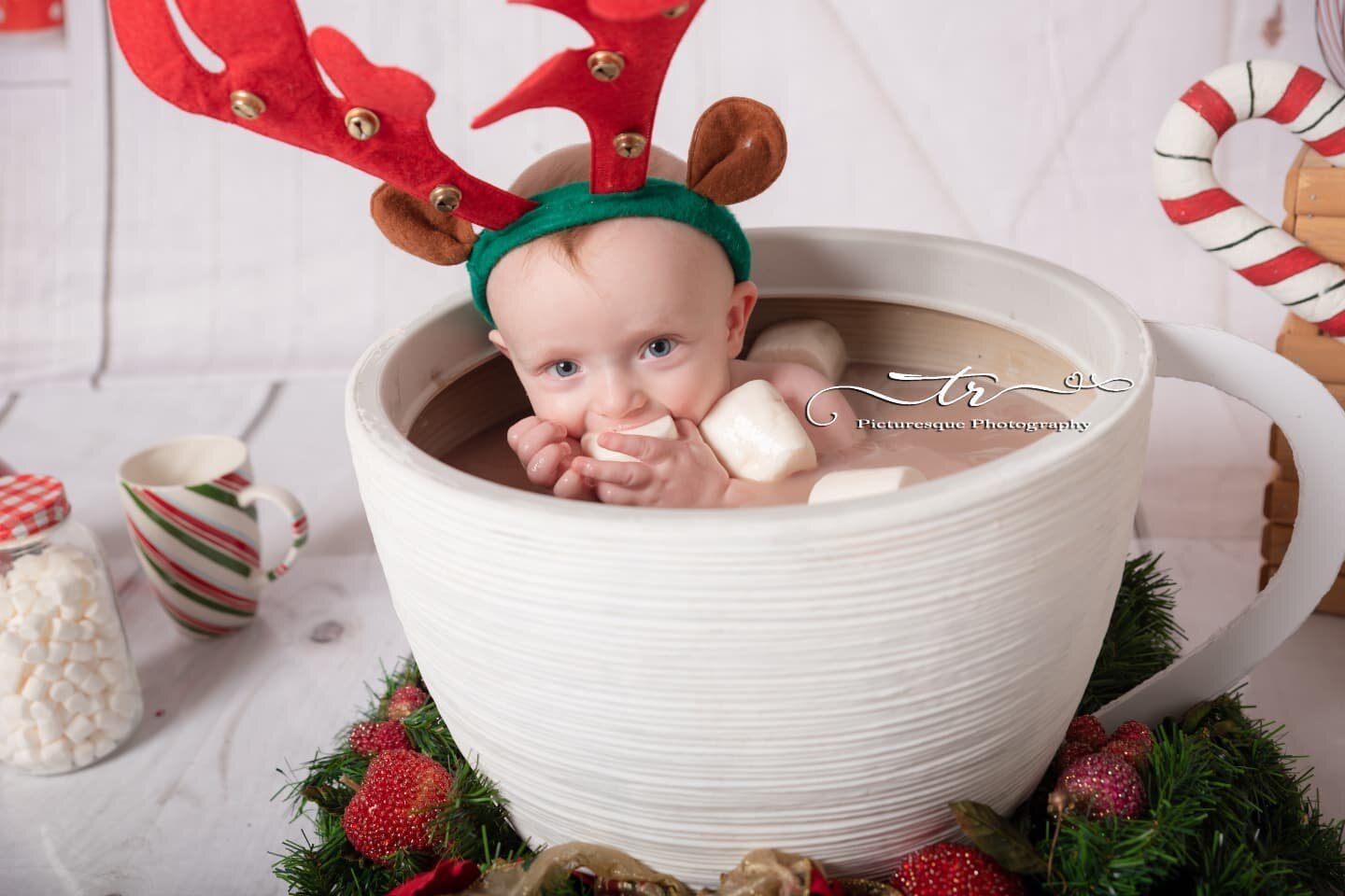 Mr. Marshmallow 🥰 
.
#trpicturesque #hotcocoasessions #hotchocolate #hotcocoa #christmasphotos #sittersession #10months #10monthsold #adorable #santababy #marshmallow #candycane #baby #babyinacup #chunkybaby #winter #happiness #christmaseve