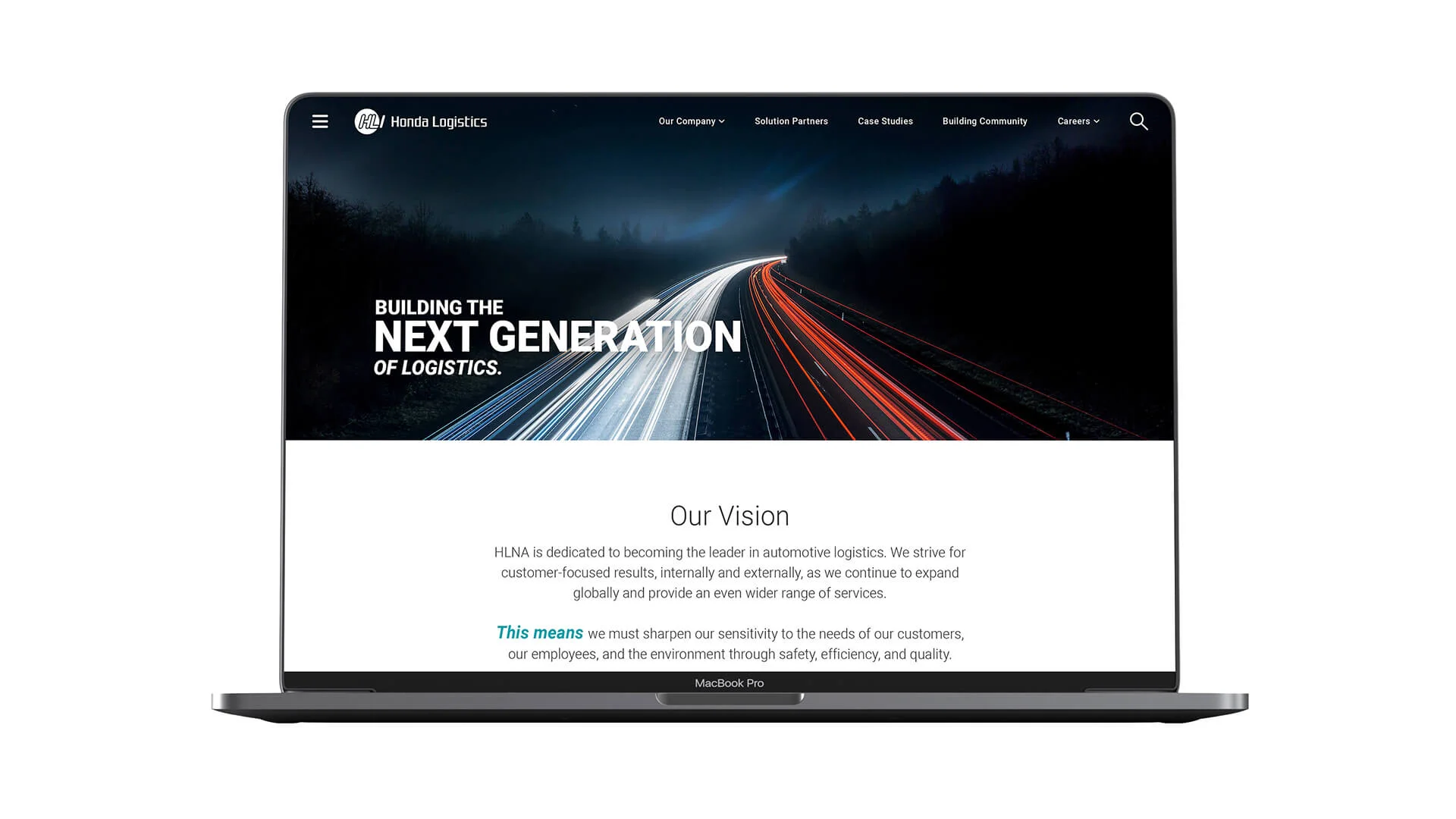 Telling the story of Honda Logistics through unique, contentful, and highly interactive page designs