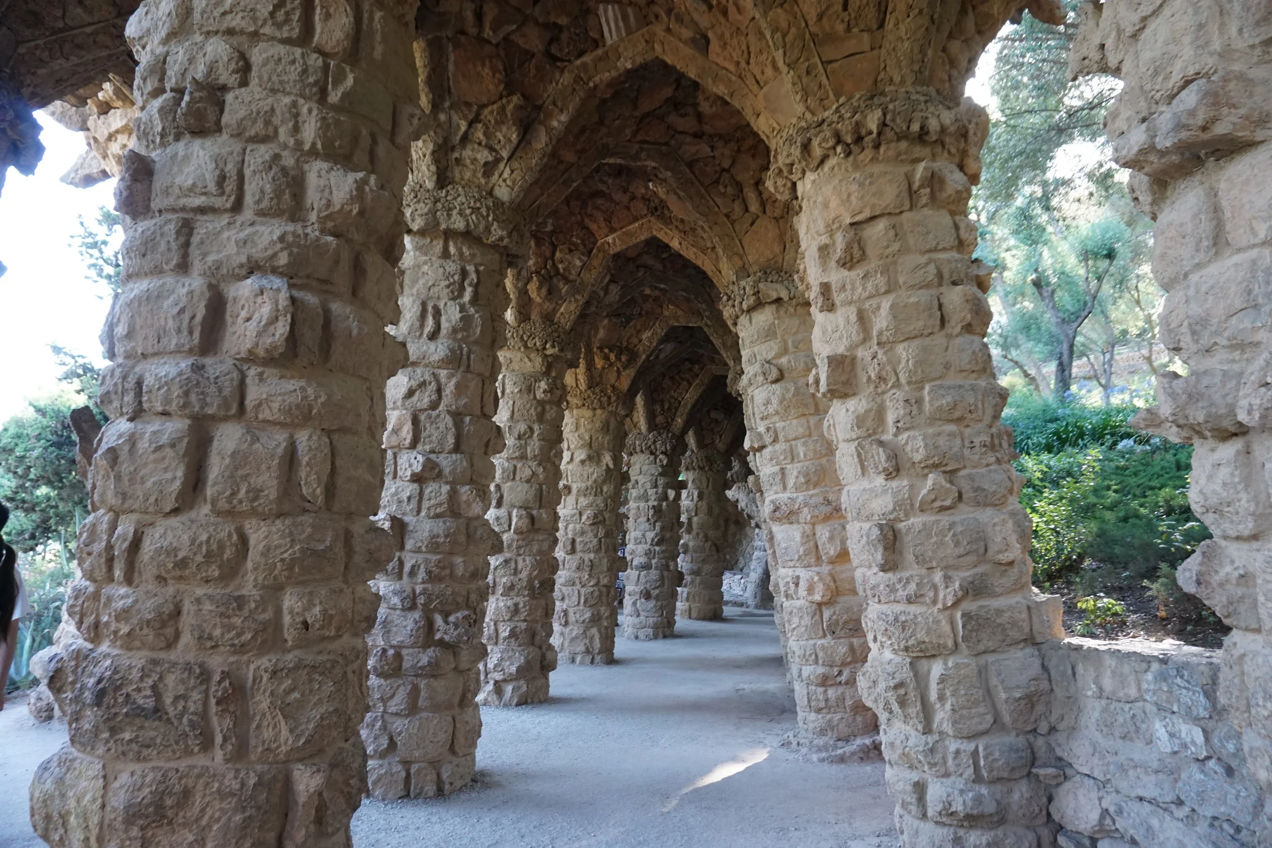 Terrace walls in the free access zone of Park Güell.