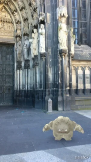 Pokemon Go in Germany! Graveler at Cologne Cathedral. 