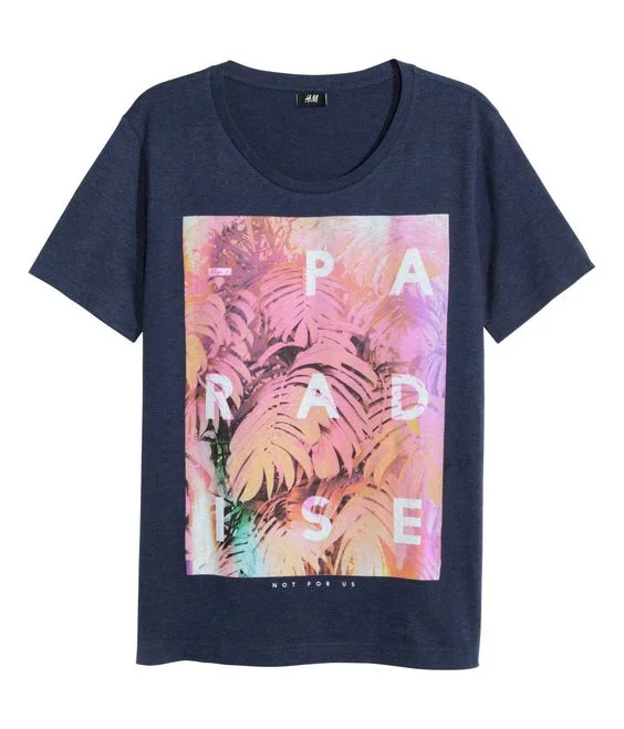 You better hold onto this H&M tee with the trees graphic that says "Paradise", because the real rainforest is rapidly disappearing. Image: H&M.