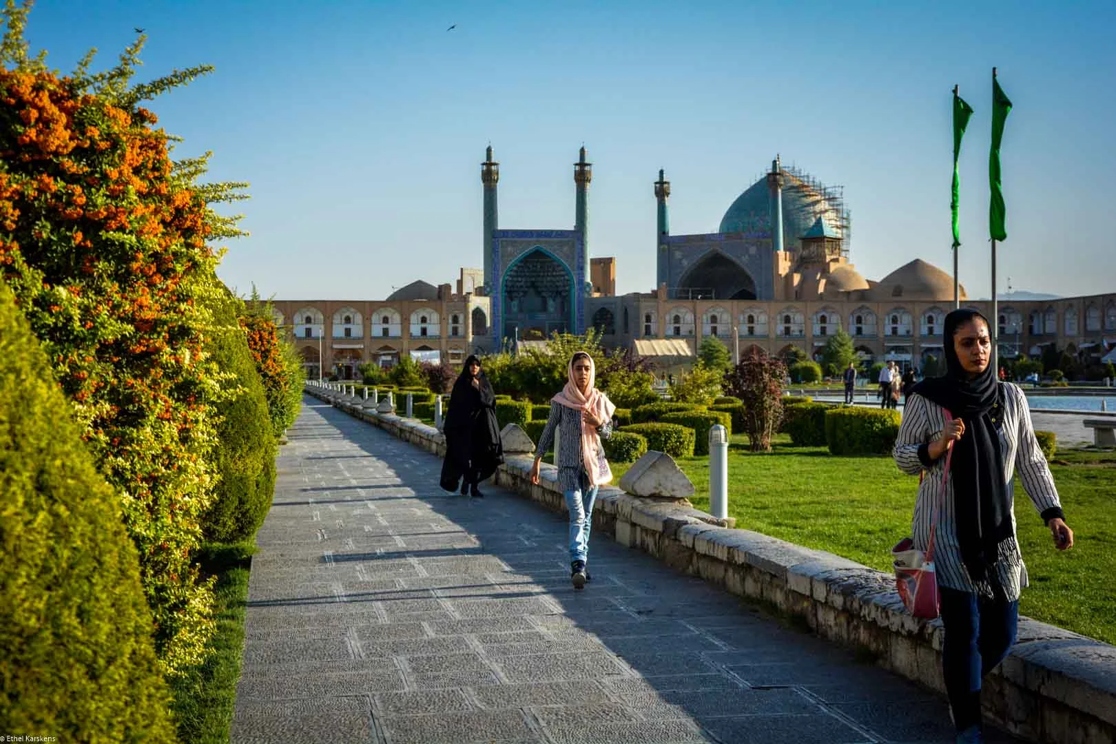 Generations of women walking in Naqsh-e Jahan Square