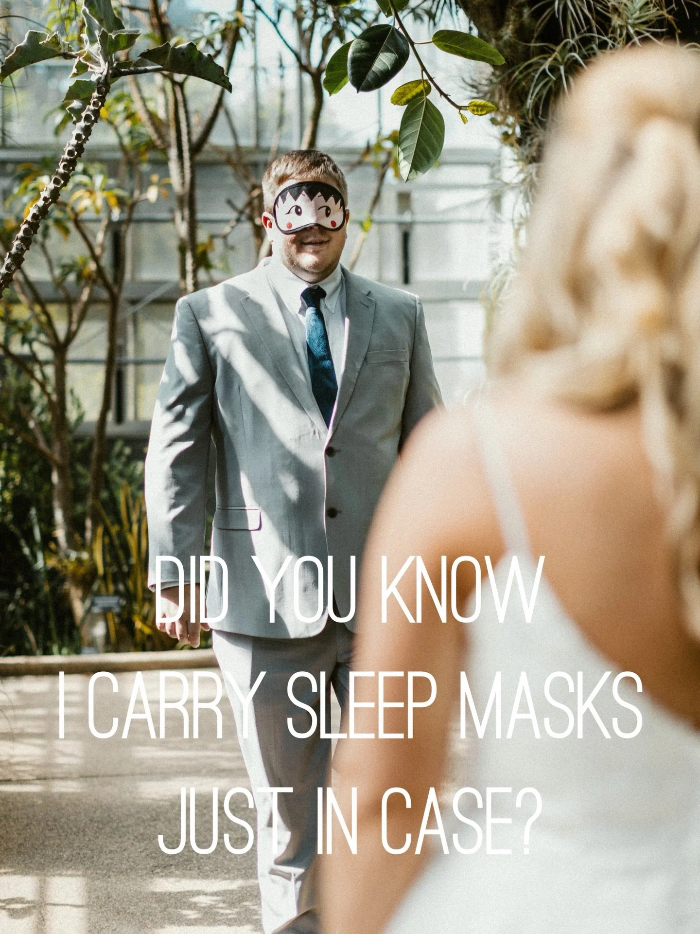 For those who are planning to do a first look, blindfold the groom. Brides, you have long heavy dresses. It is hard to walk all the way to let the groom see you. What do you think?