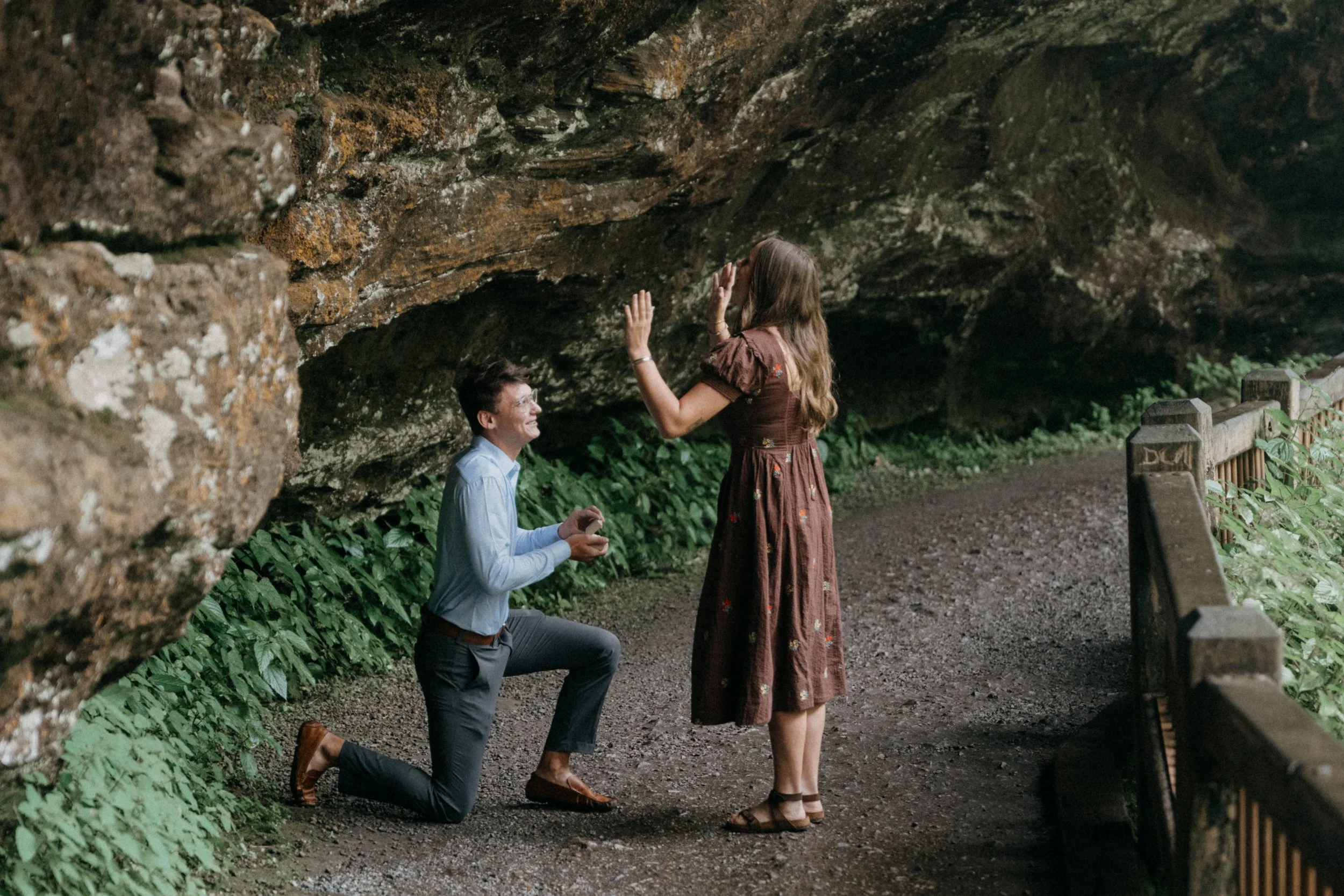 Surprise Dry Falls NC Waterfall Proposal | Charlotte Wedding Photographer