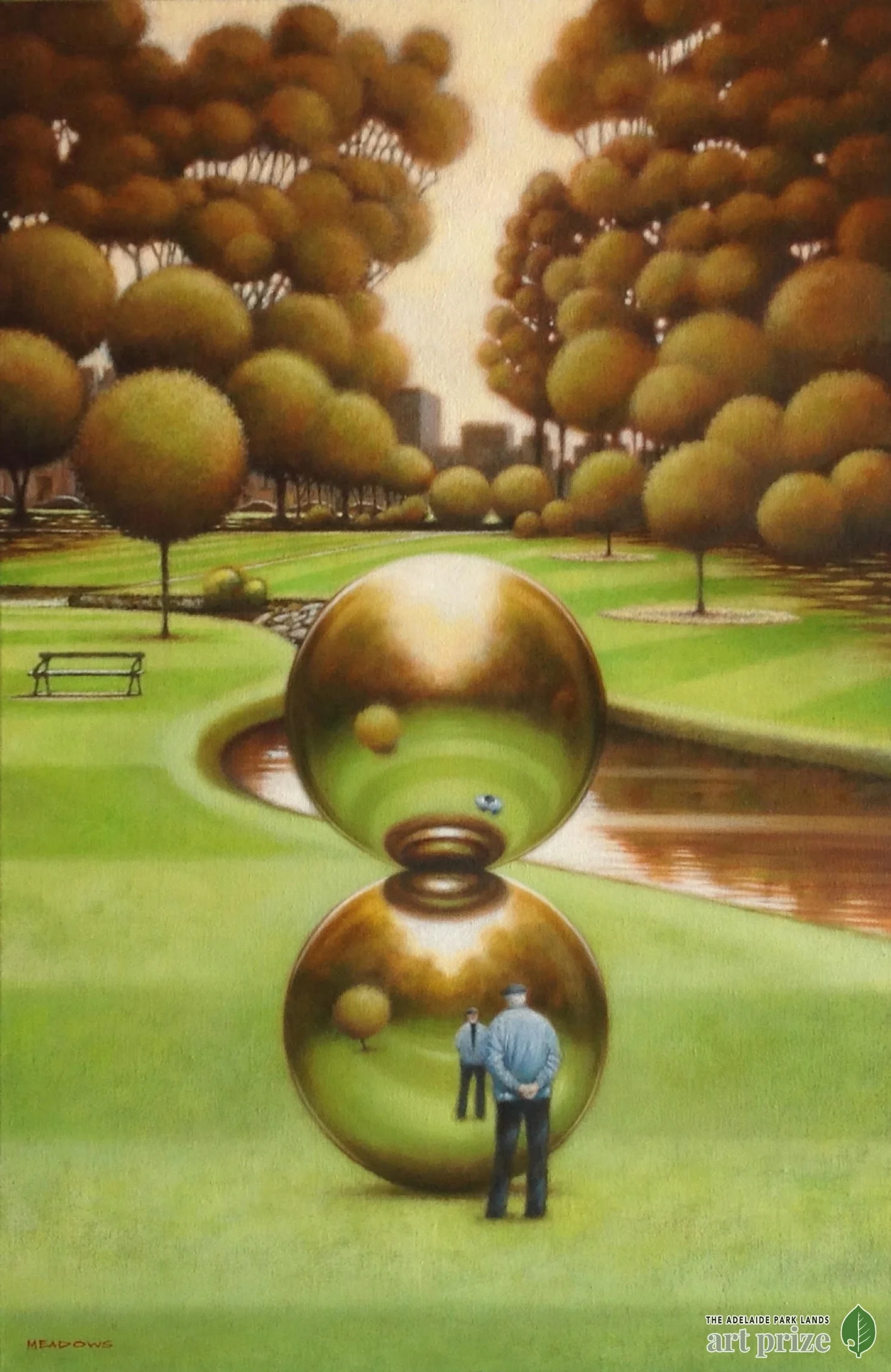 $20,000 first prize winner of the 2018 Park Lands Art Prize - Christopher Meadows "Spheres and Reflections" - oil on canvas