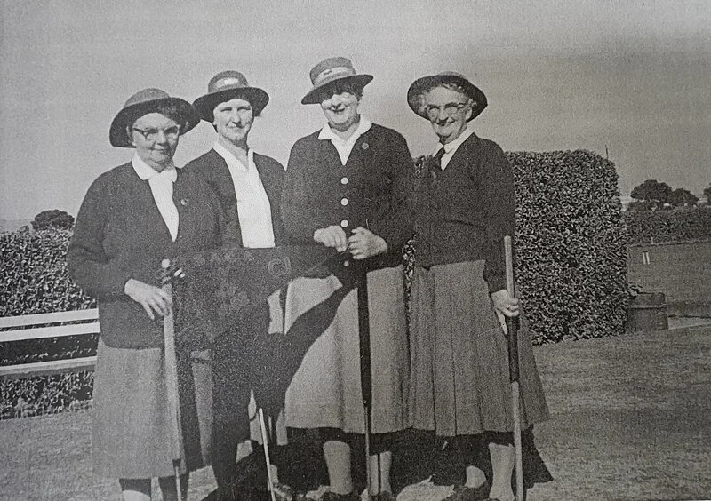Players from the Fitzroy Croquet Club at this same location in 1962