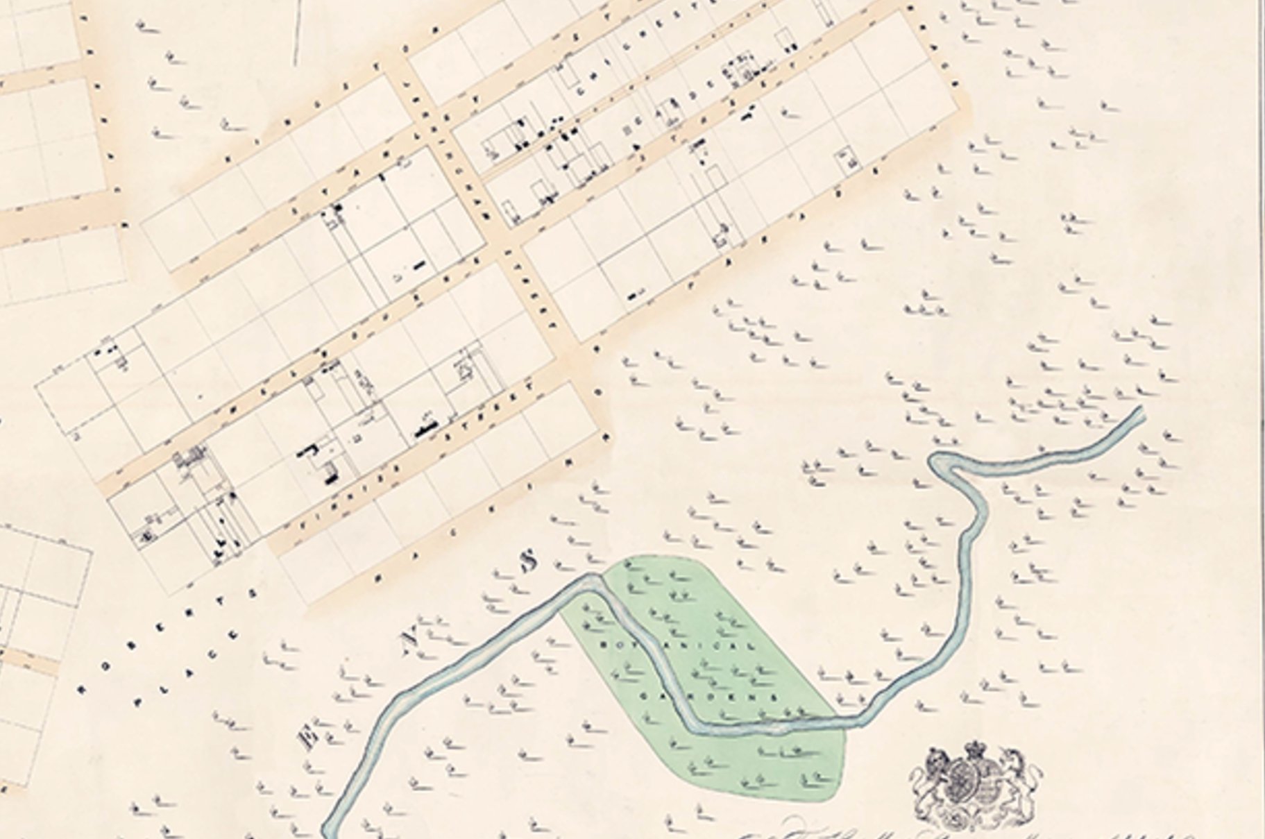 1841 Plan by G.S. Kingston, showing Botanic Garden site