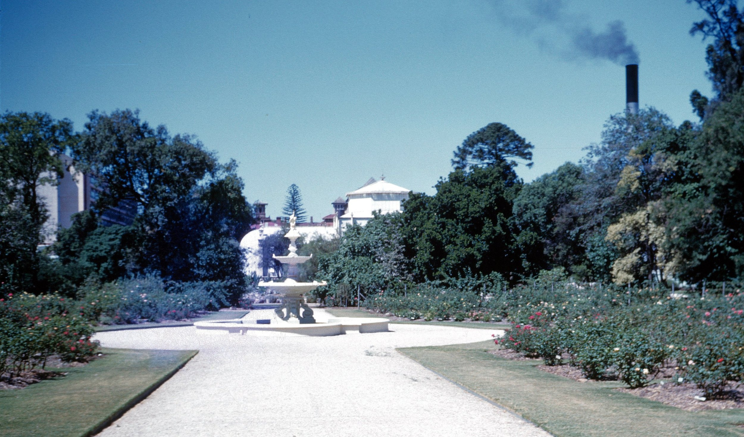 Adelaide Botanic Garden:  The 1861 Owen fountain, in its centenary year, 1961
