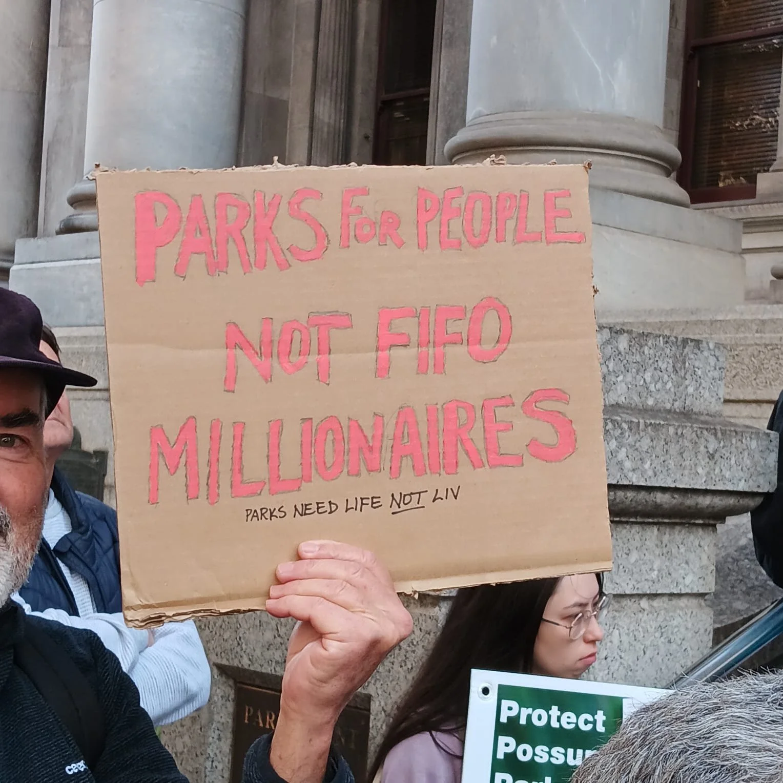 Scenes from the "Protect Possum Park" rally at Parliament House, on World Environment Day, 5 June 2025