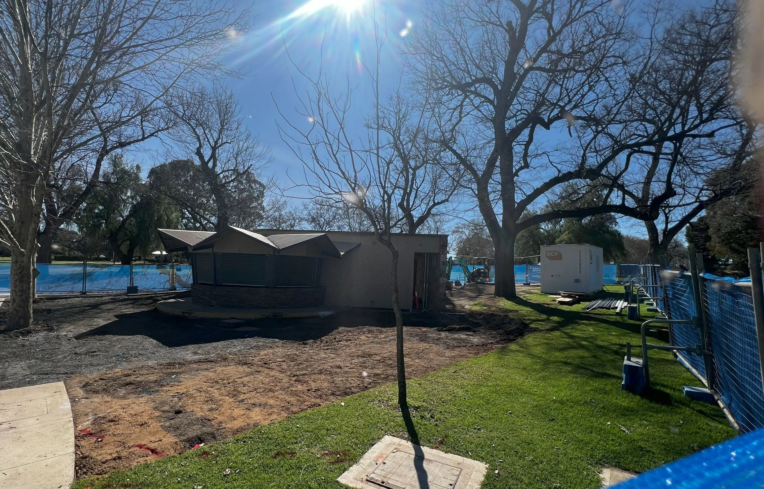 Works compound around the kiosk, 13 September 2025