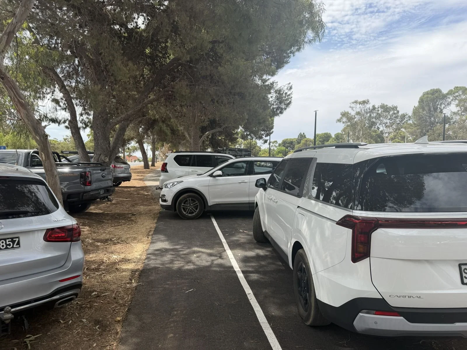 An estimated 600 cars, spilling out of the 450-space car park, 31 Jan 2026