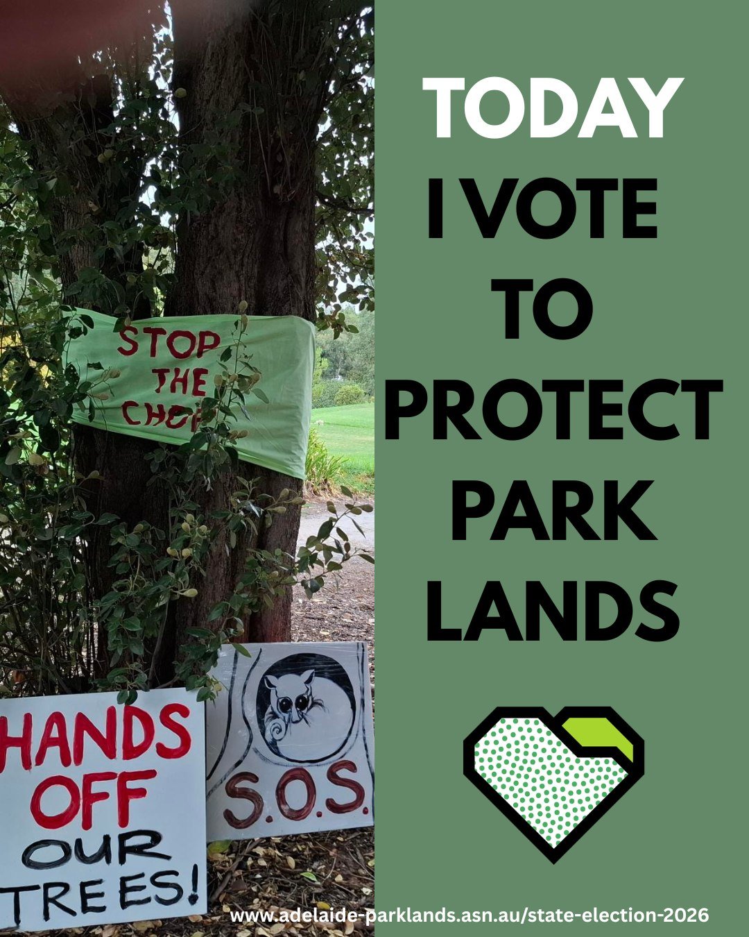 PROTECT: Vote for your Park Lands

Today is your opportunity to record a vote that will protect your Adelaide Park Lands. If you are still unsure, visit the Adelaide Park Lands Association web page to see the recommendations relating to your Park Lan