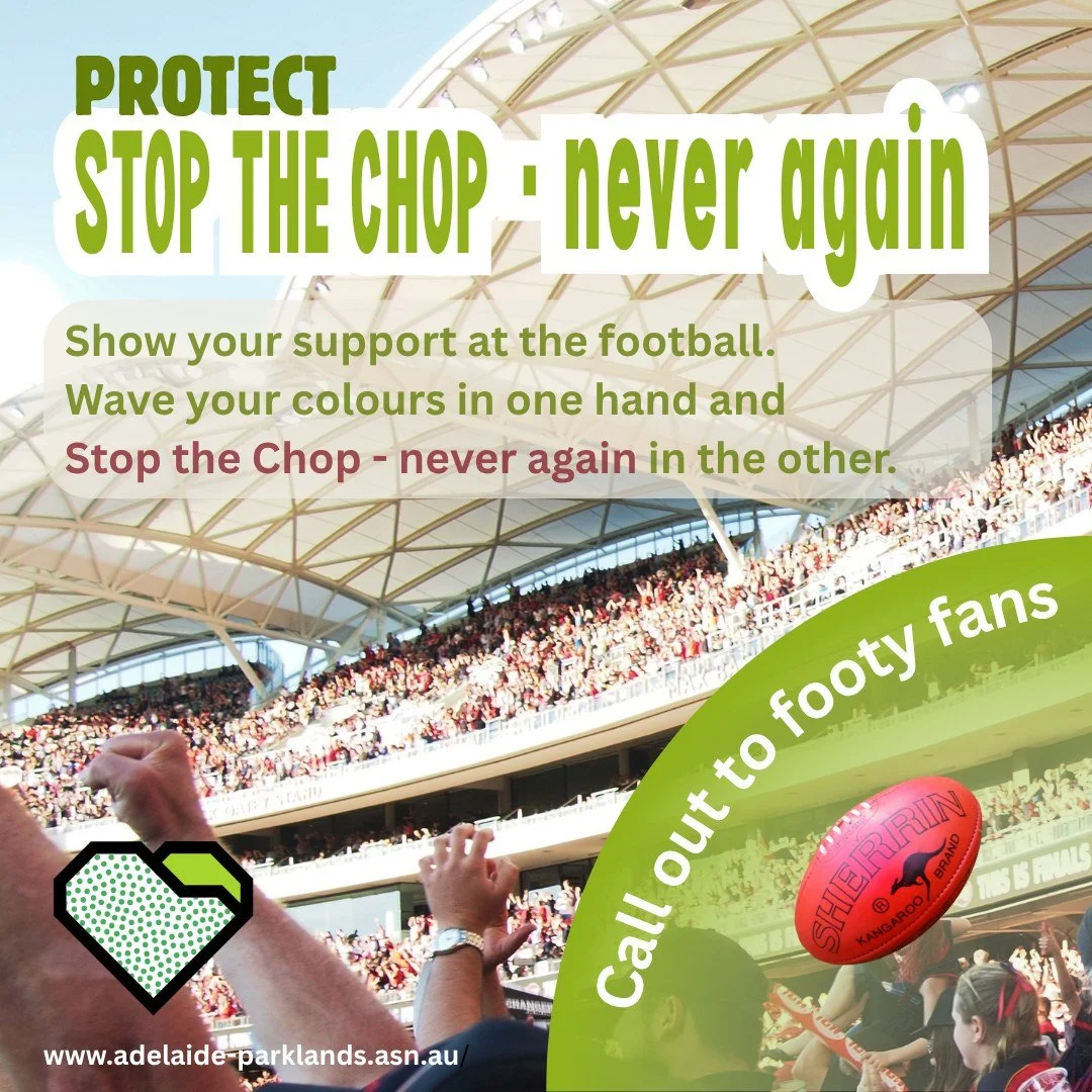 PROTECT: Call out to all football fans

Many of you are avid football fans. One of our members has made the suggestion to take a banner or poster along to the football to be displayed in the crowd. This could be at the Adelaide Oval to a crowd of 50,
