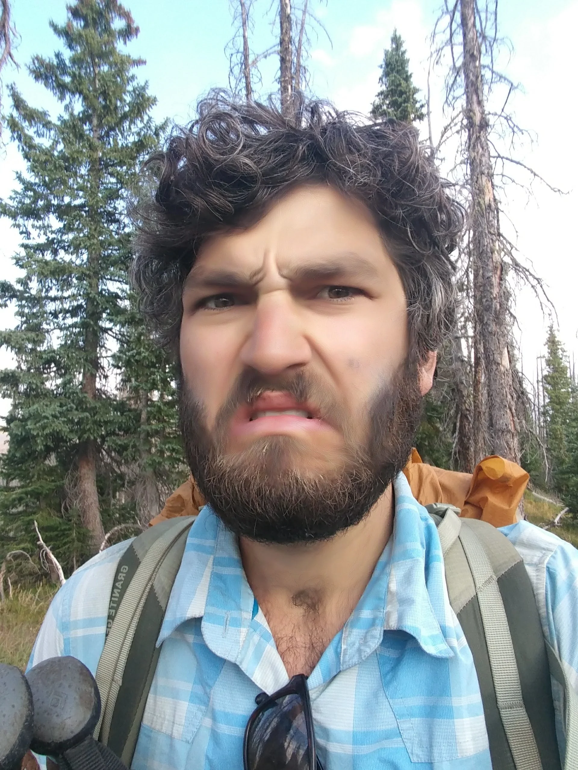 First, I do it like this: I put a look on my face like I smelled some