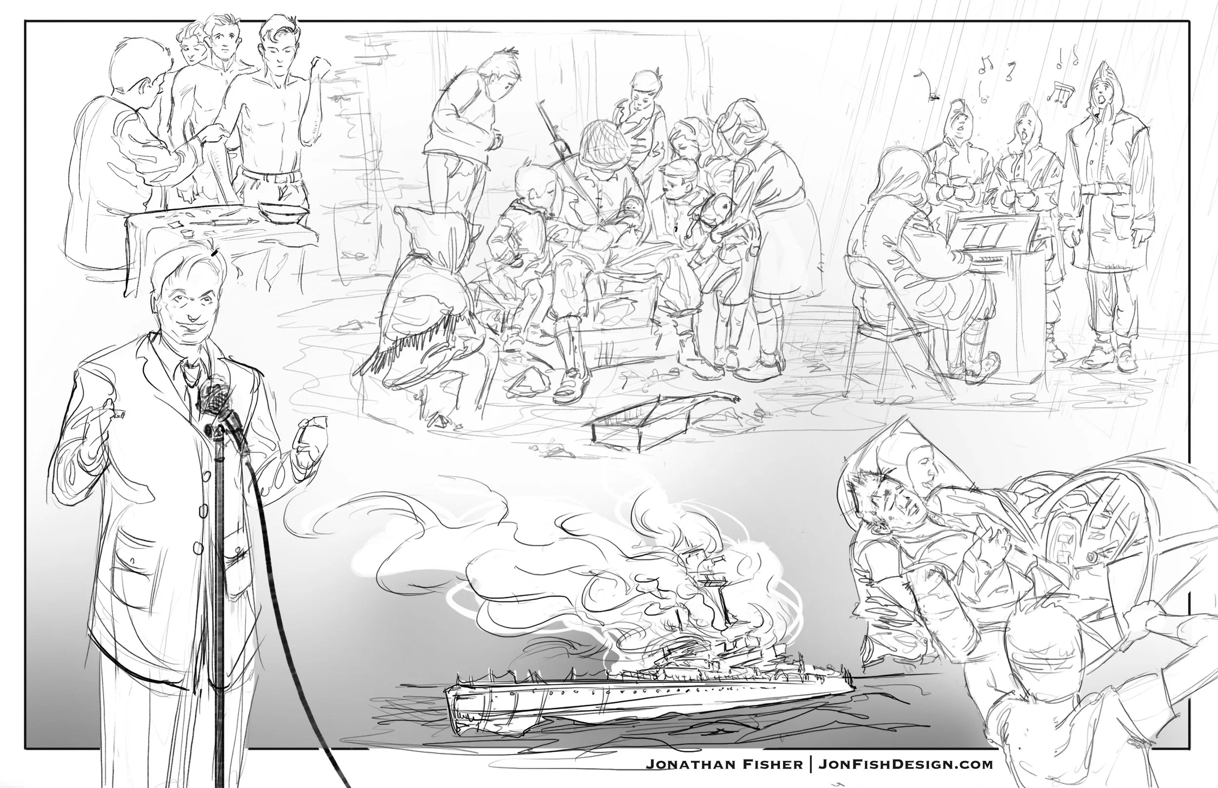 Excerpts from various storyboards I did for them.