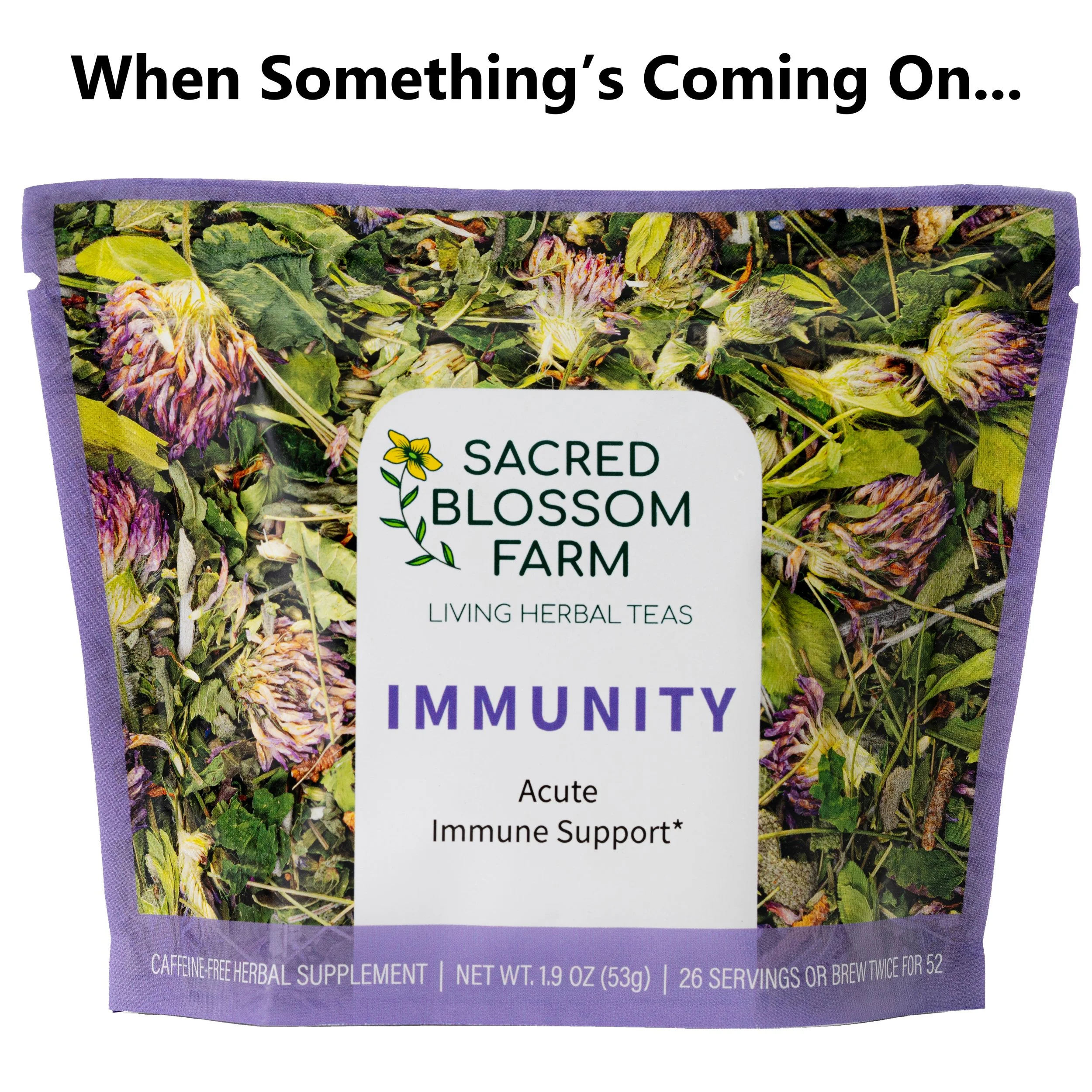 Sacred Blossom Farm Immunity herbal tea with USA-grown loose leaf herbs and botanicals