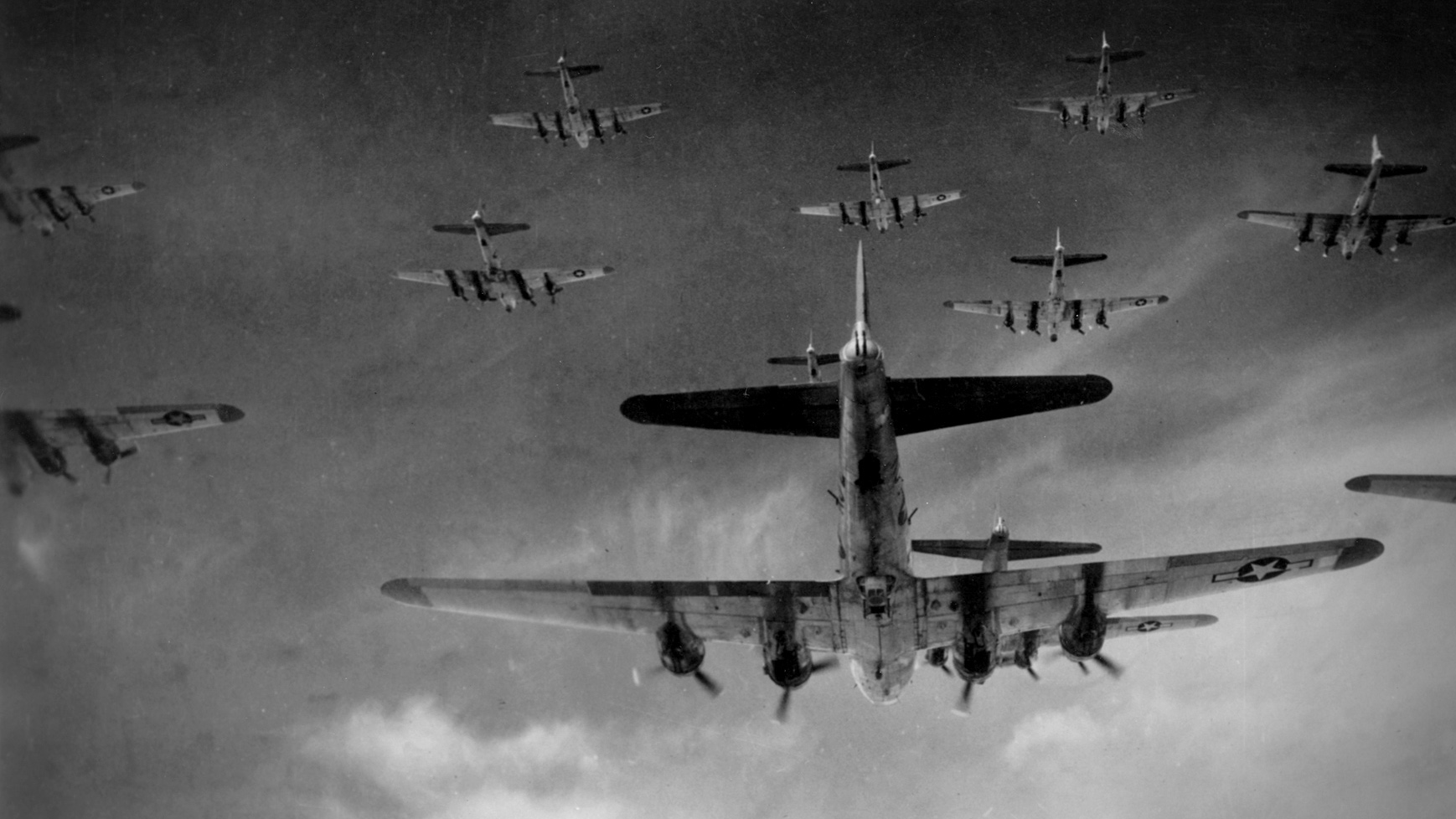 vintage photo of B-17s in formation