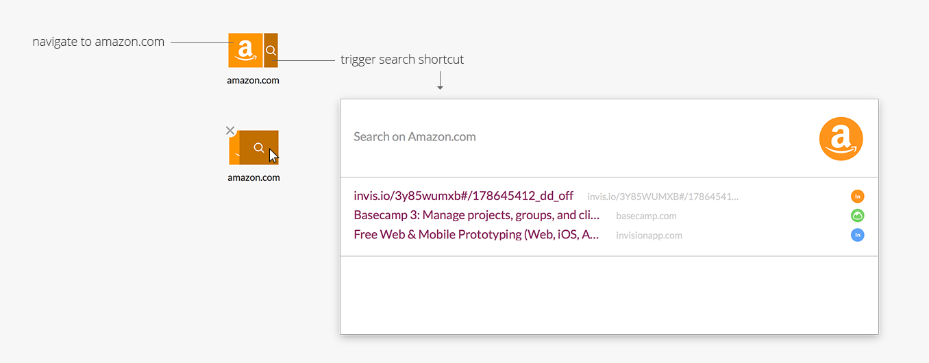 Highlighting search shortcuts