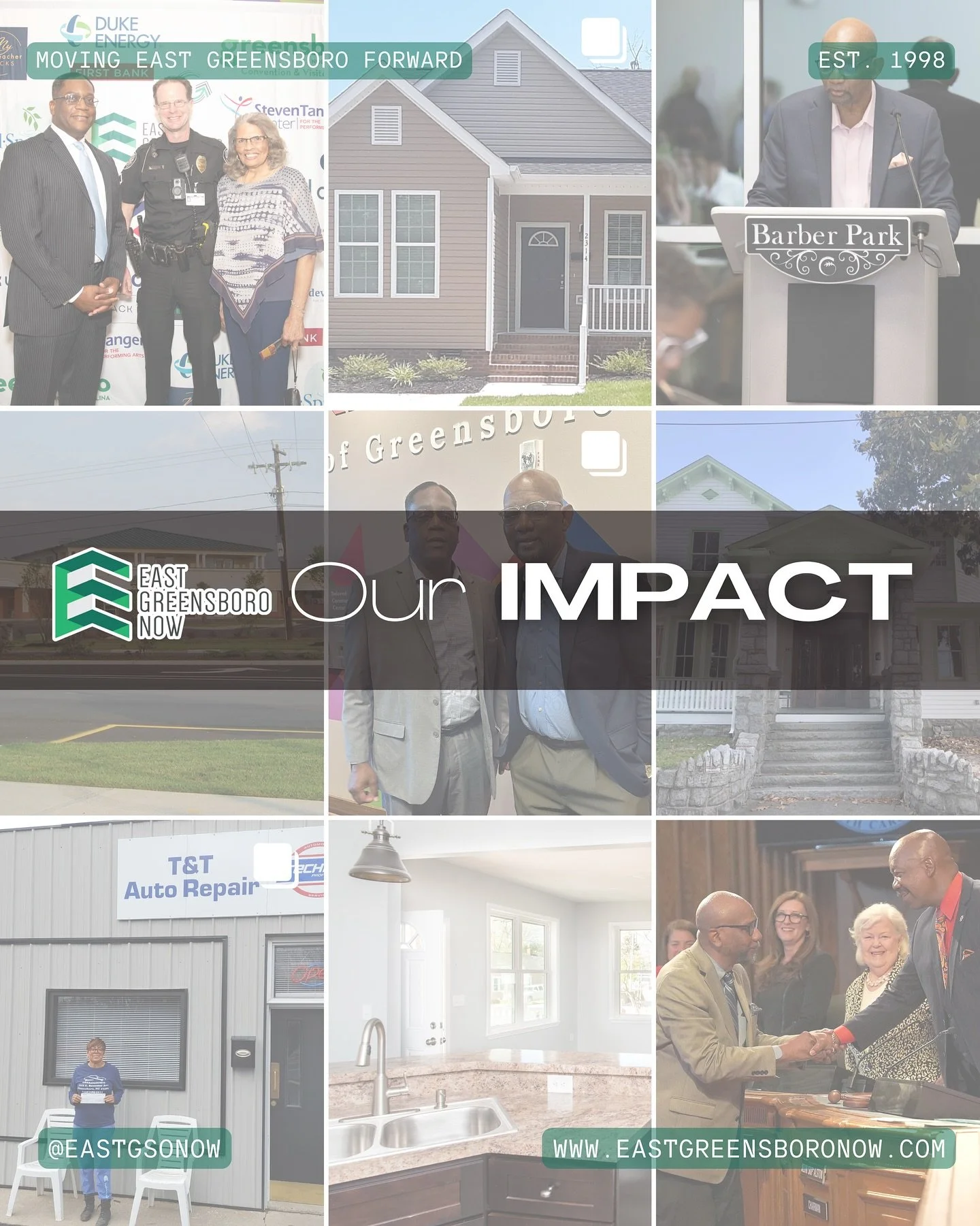 Sine 1998, East Greensboro NOW has been at the heart of transformation, empowering our community and fostering growth! 🎉

Together, we&rsquo;ve built a brighter future and continue to make strides towards a thriving East Greensboro. 🫱🏾&zwj;🫲🏽

H