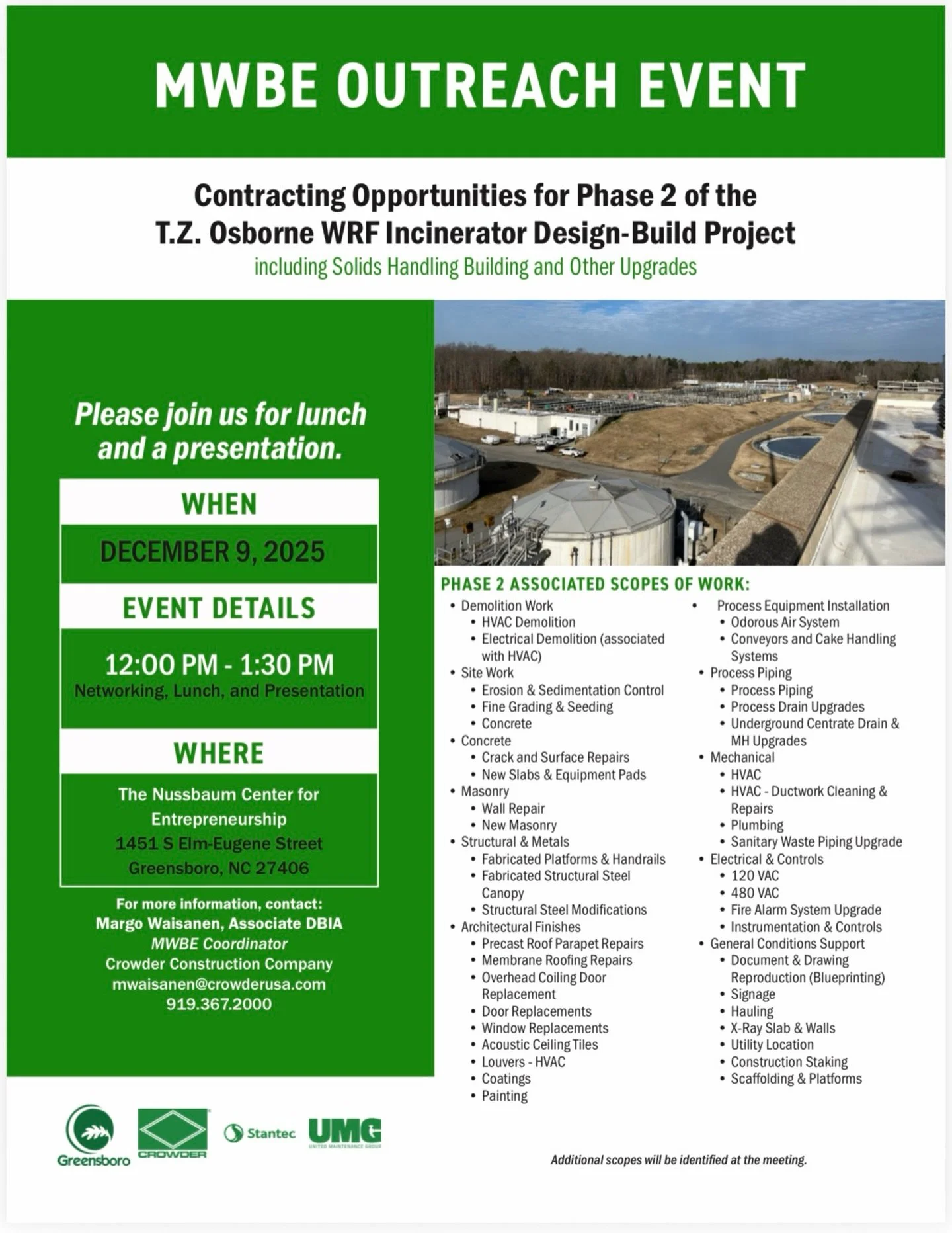 Contacting Opportunities For The T.Z. Osborne WRF Incinerator Design-Build Project 👷🏿&zwj;♂️💫

#EastGreensboroNOW #CommunityDevelopment