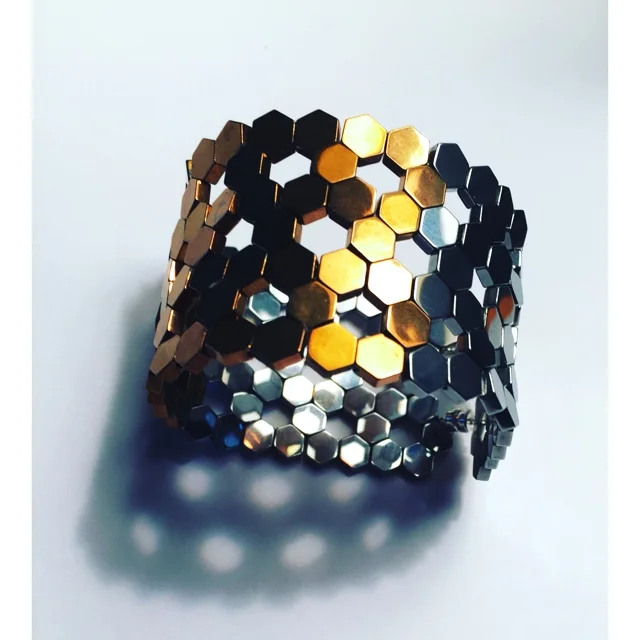 Industrial Design Cuff in Hematite
