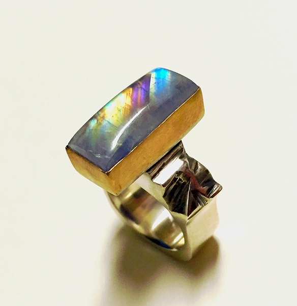 Rainbow Moonstone Statement Ring