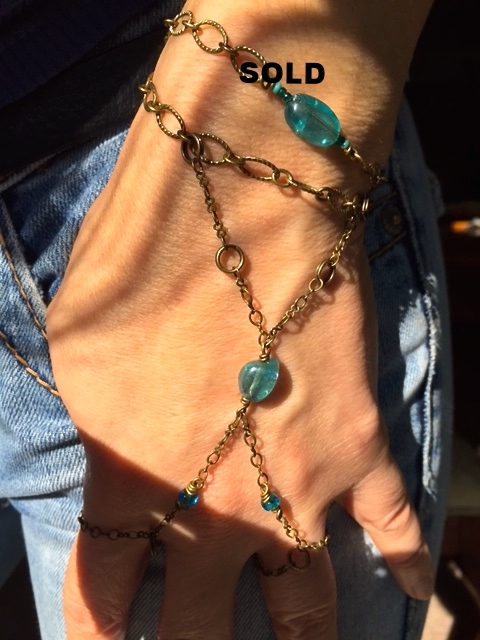 Blue Apatite Ring Bracelet/ Slave Bracelet
