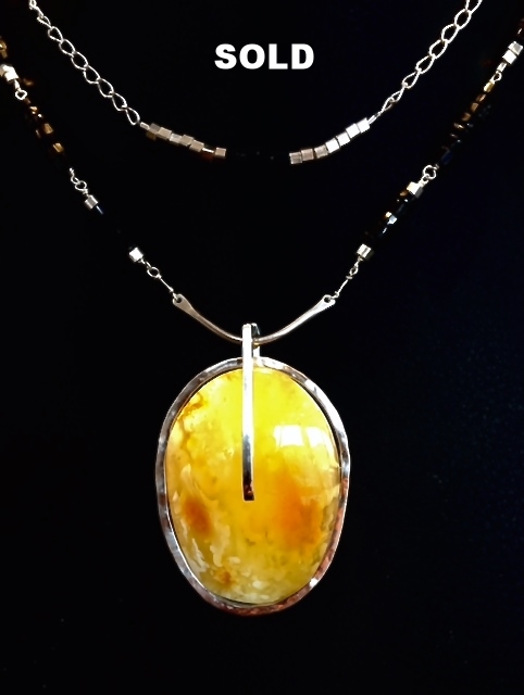 Butterscotch, Baltic Amber Necklace in Silver