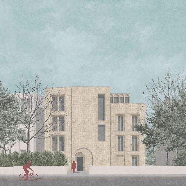 Proposal for a small mansion block in SW London to provide 5 new homes in place of a run-down bungalow. Arches reference the neighbouring Georgian building. .
.
.
.
.
.
#londonarchitecture #londonarchitects #architecture #brick #arch #densification #