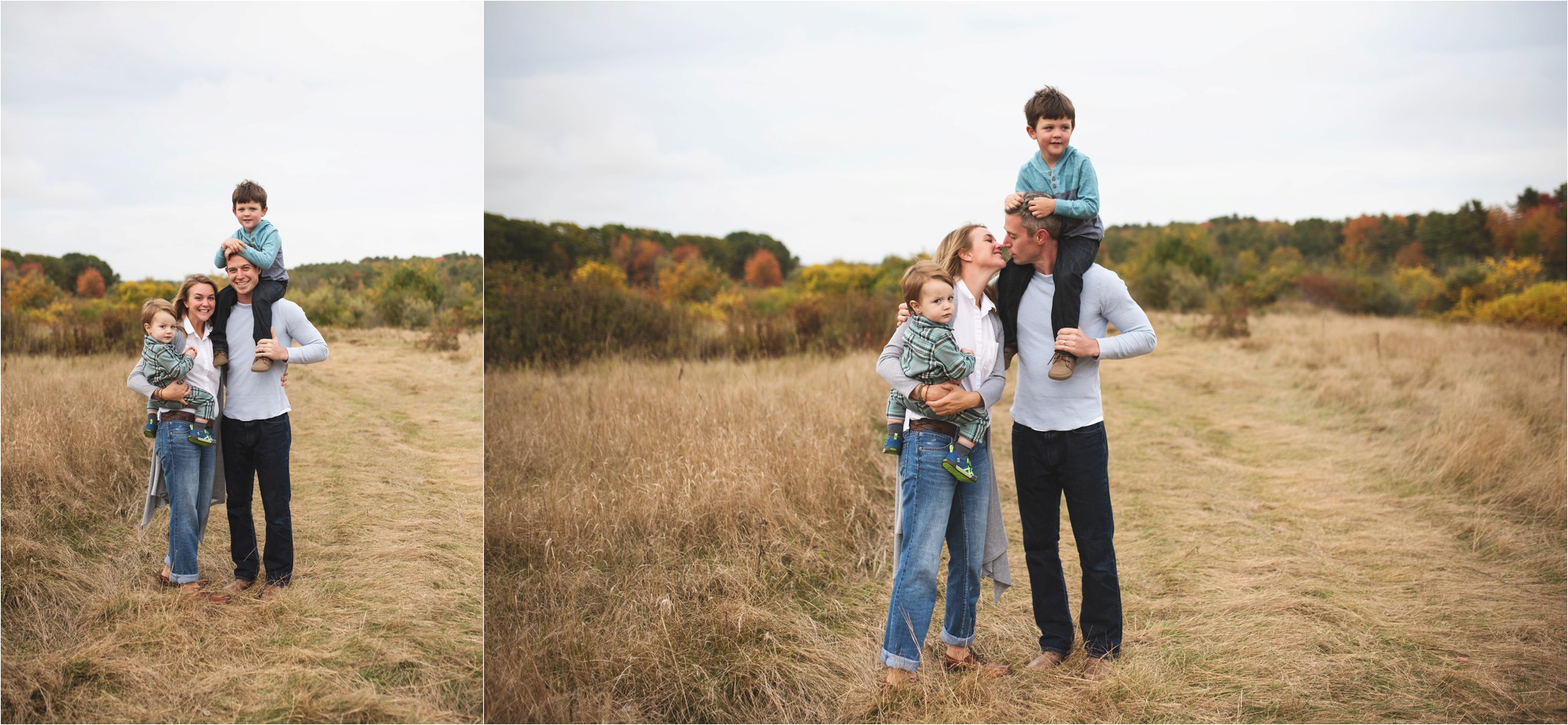 family in a field