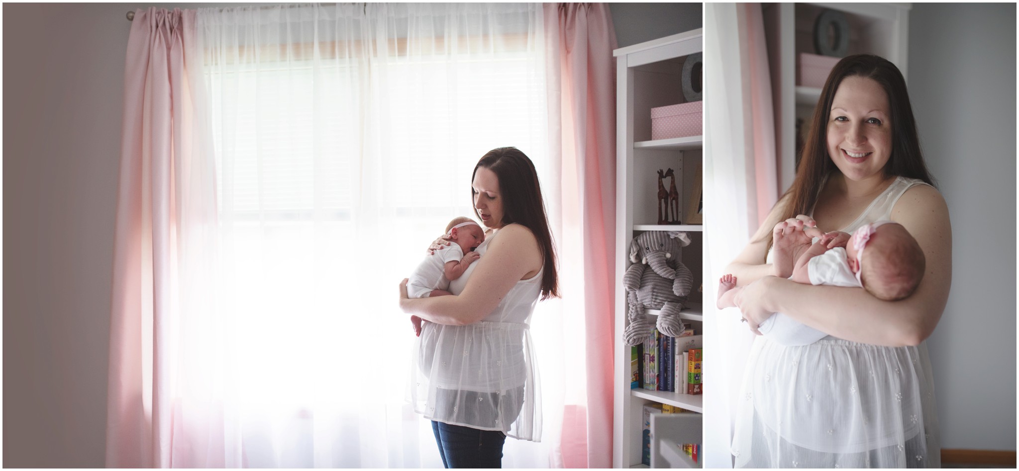 mom and baby next to a window