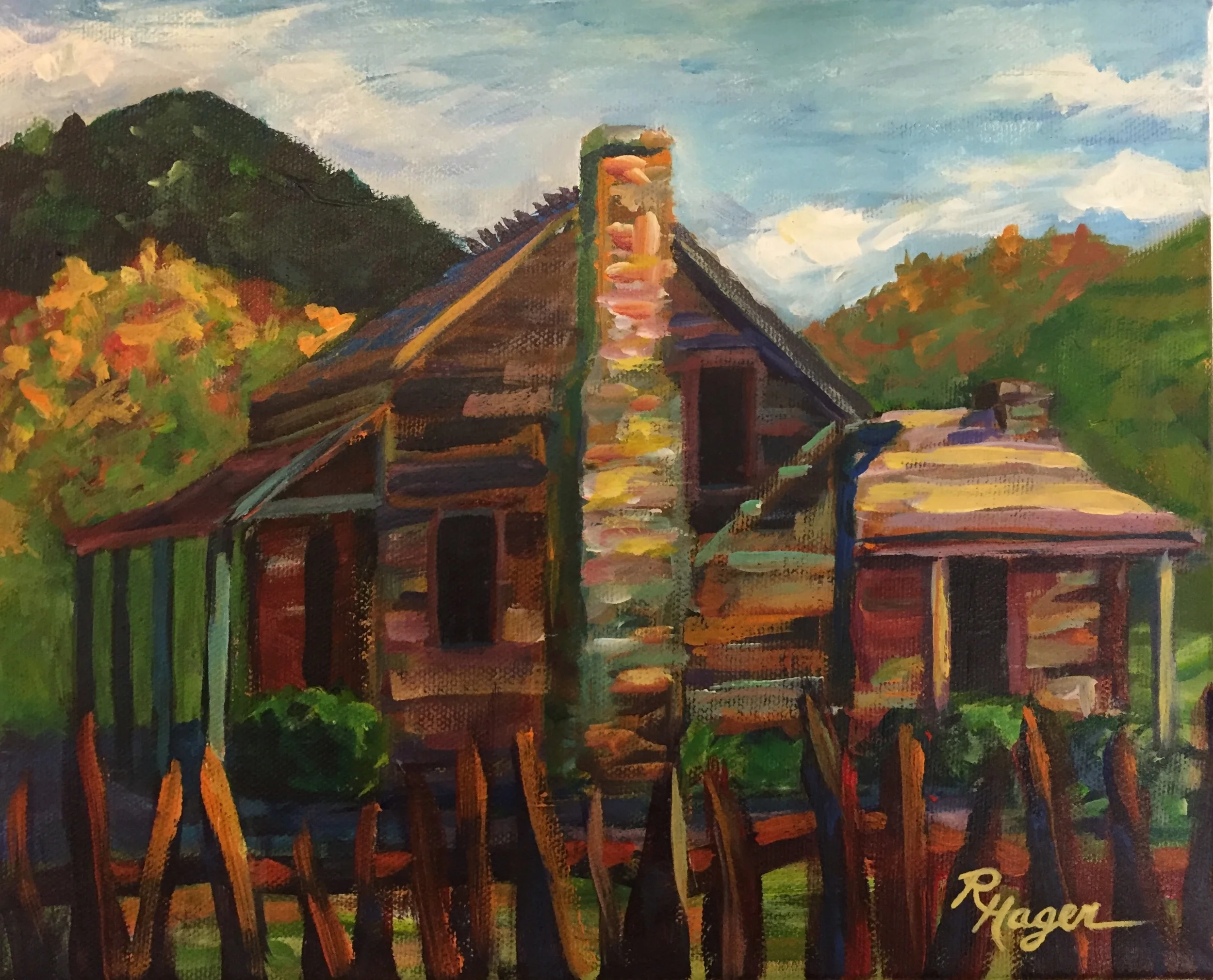  Oconaluftee Cabin Late Afternoon #26 - SOLD