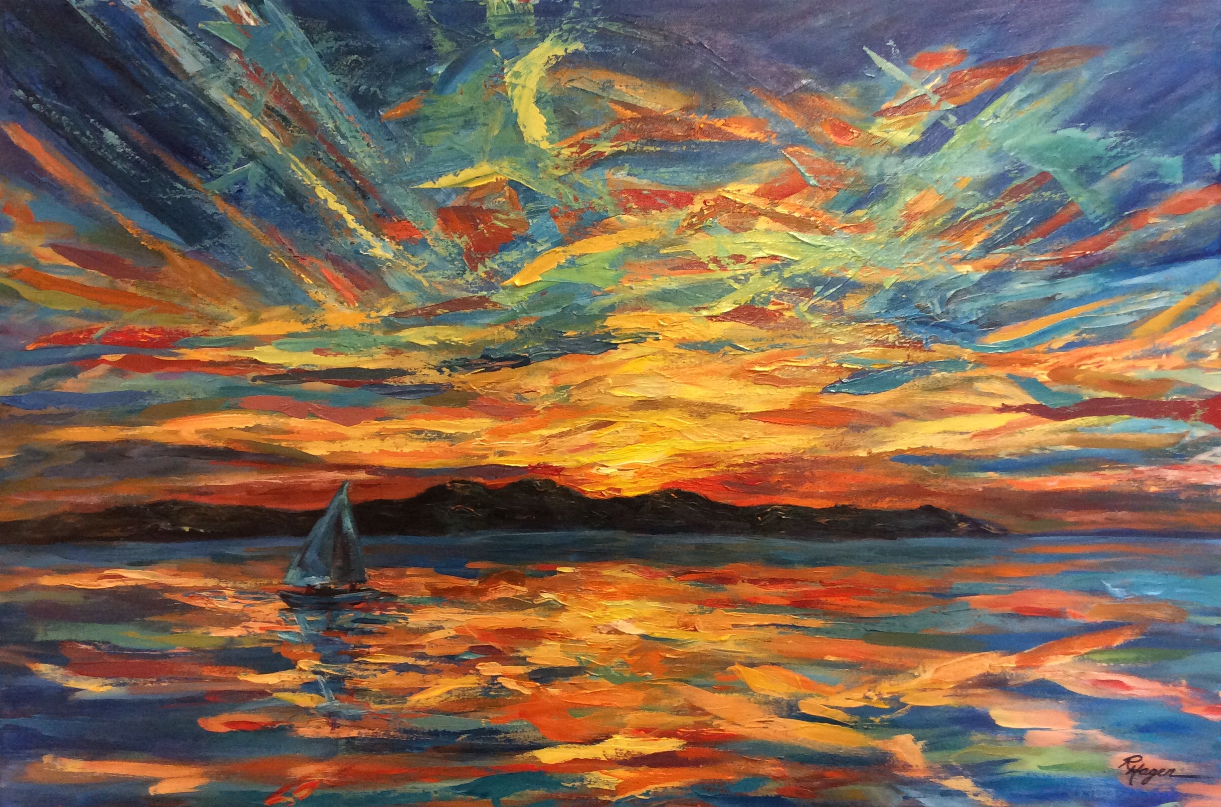 Sunset over Nicaragua #100 -SOLD