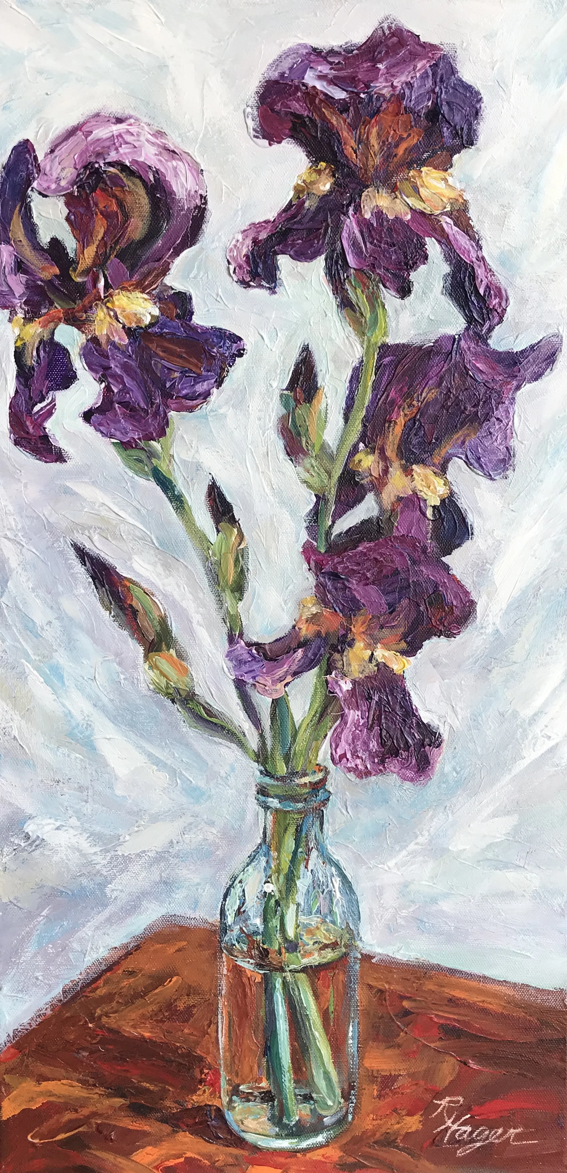 Tea Bottle Irises #210- SOLD