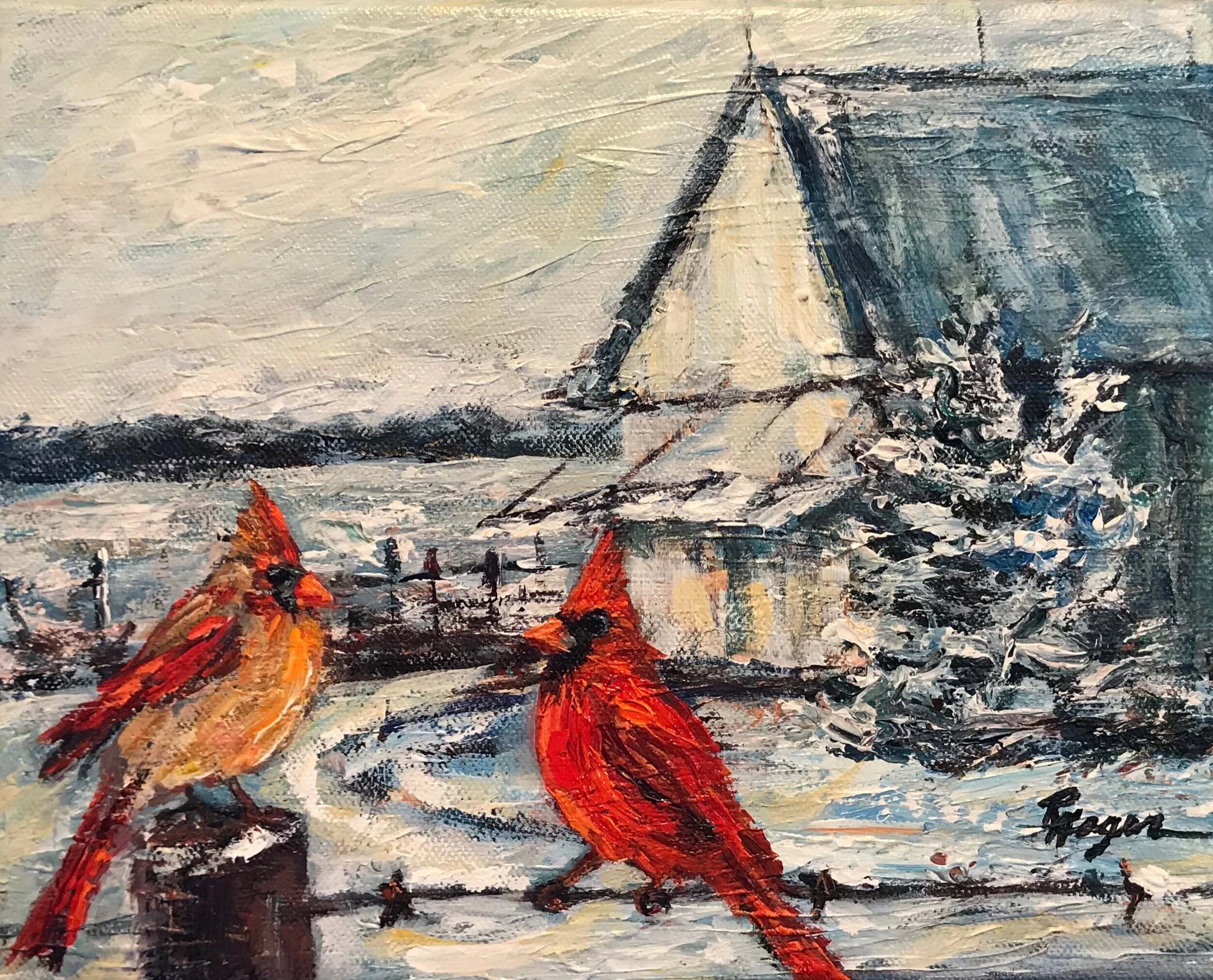 Cardinals on Barbed Wire #307- SOLD