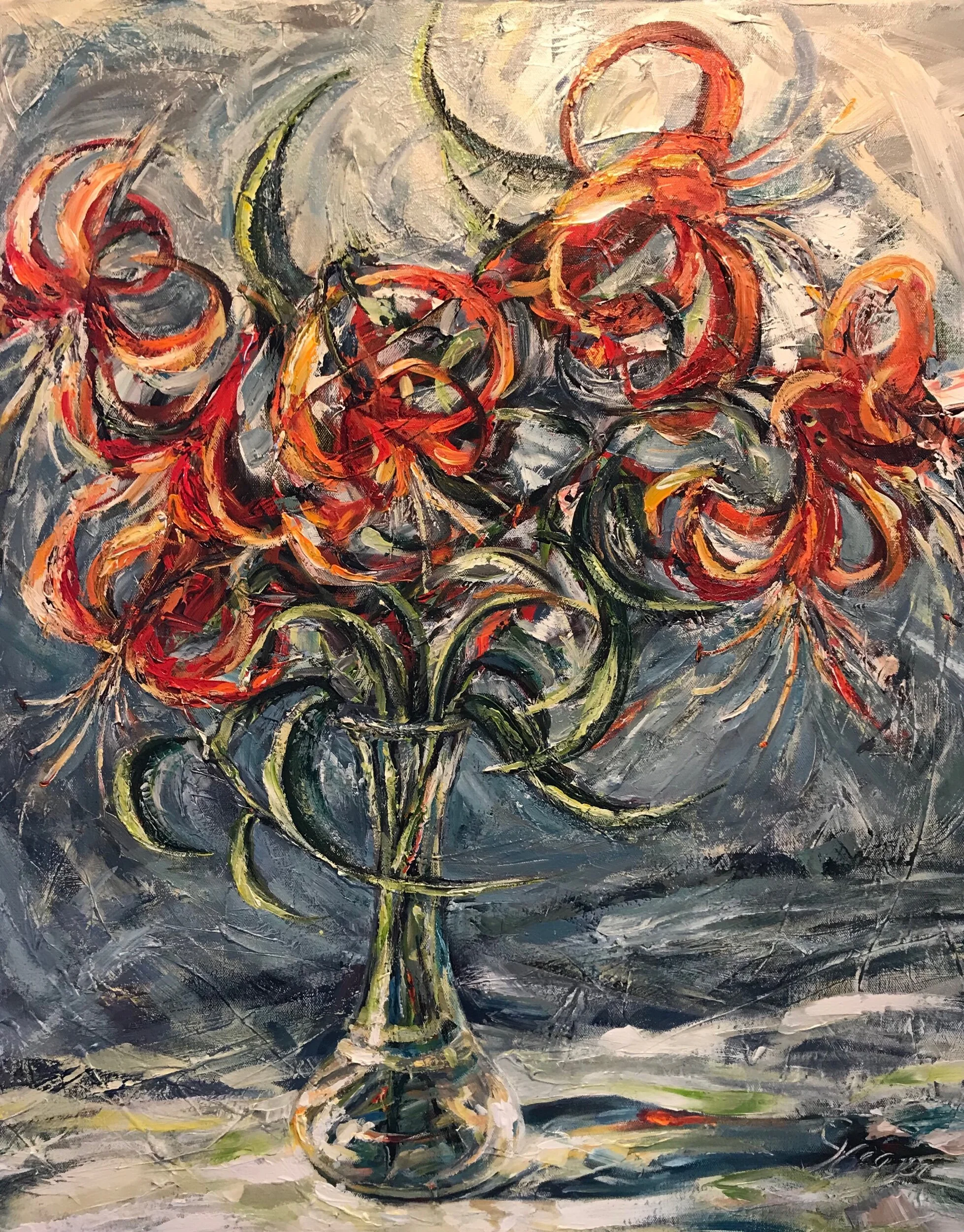 Lilies in Red #300  SOLD 