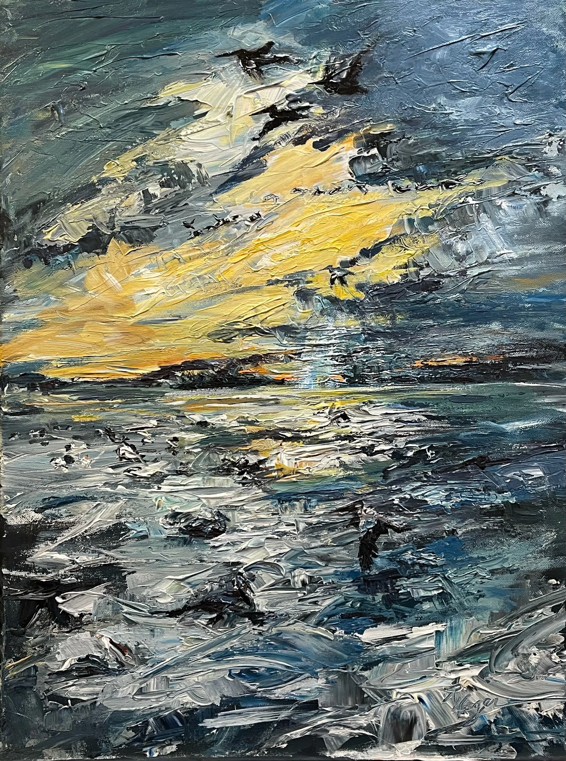 "Pelicans at Sunrise" #376.  SOLD