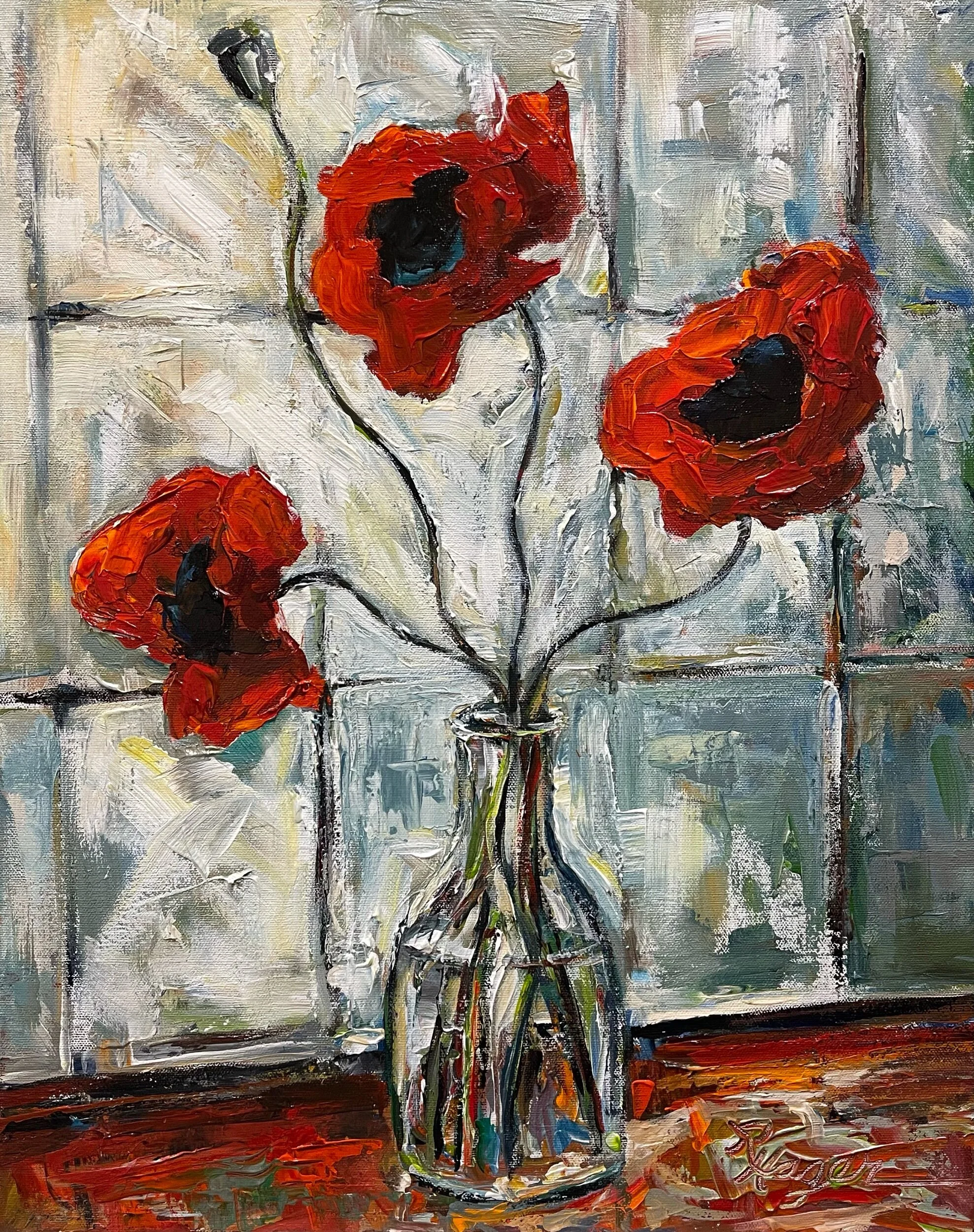 "Poppies in a Vase" #432    SOLD  