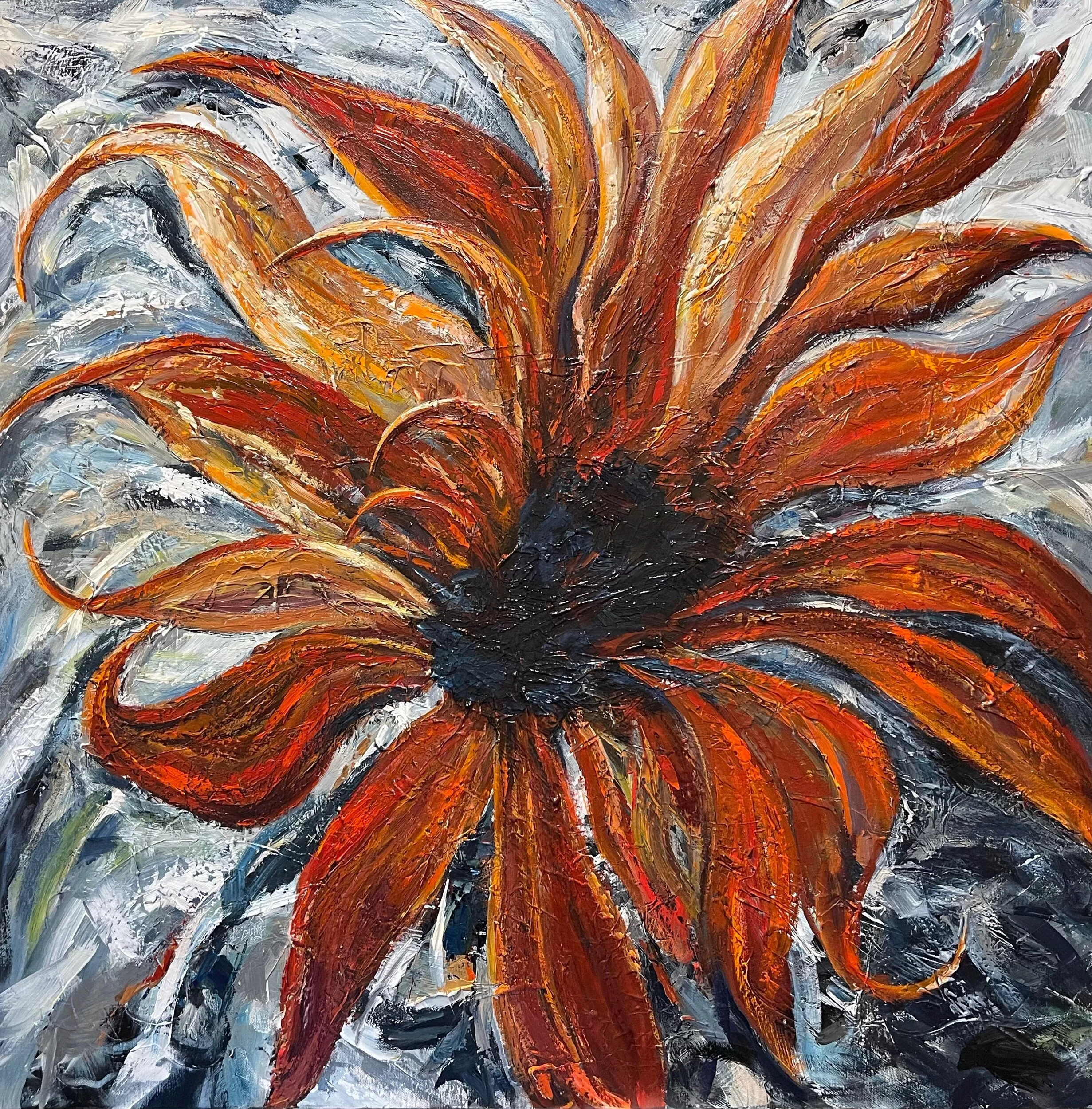 "Zinnia Fire" #440.  SOLD 