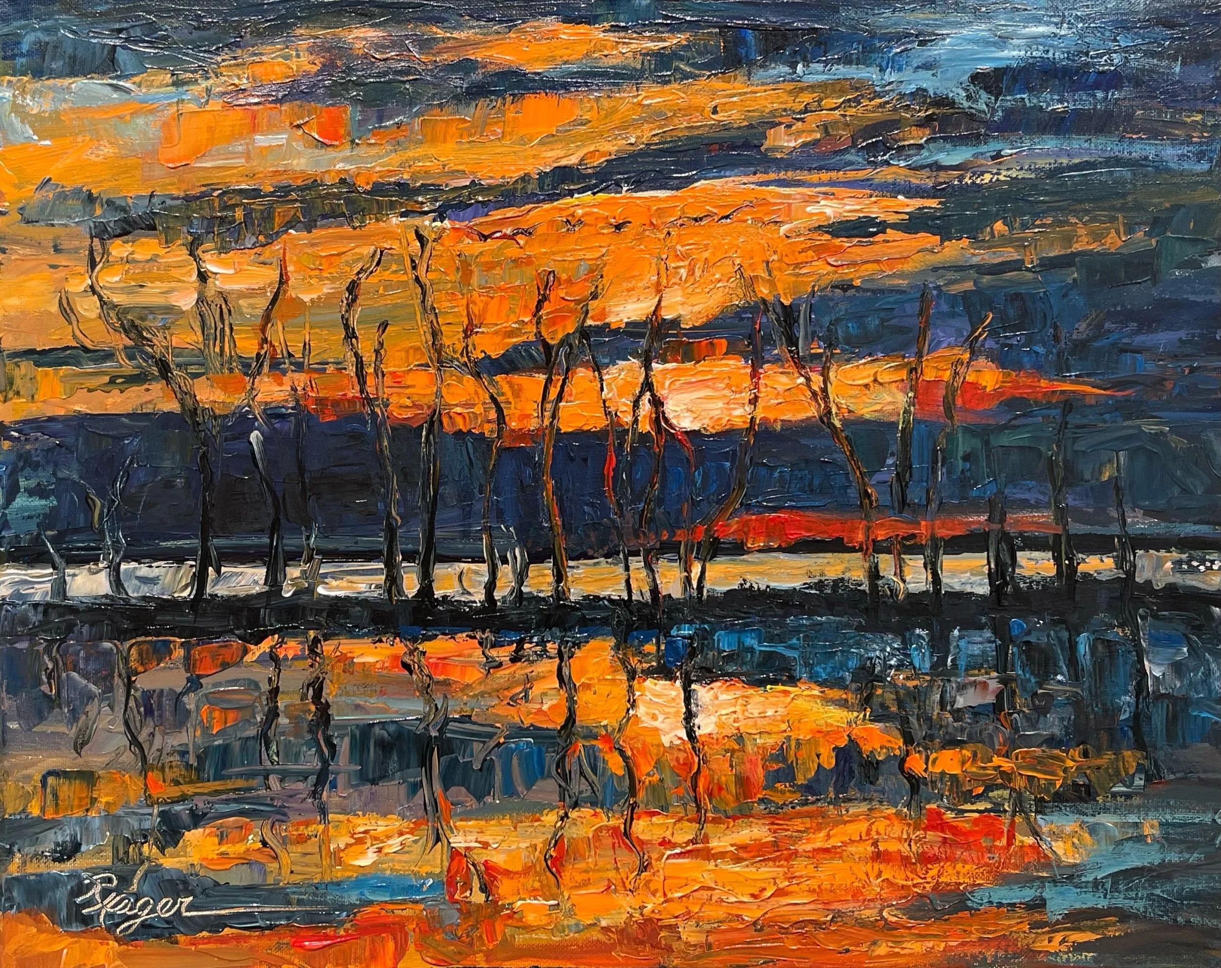 "Pelicans over Grand Lake" #490.  SOLD
