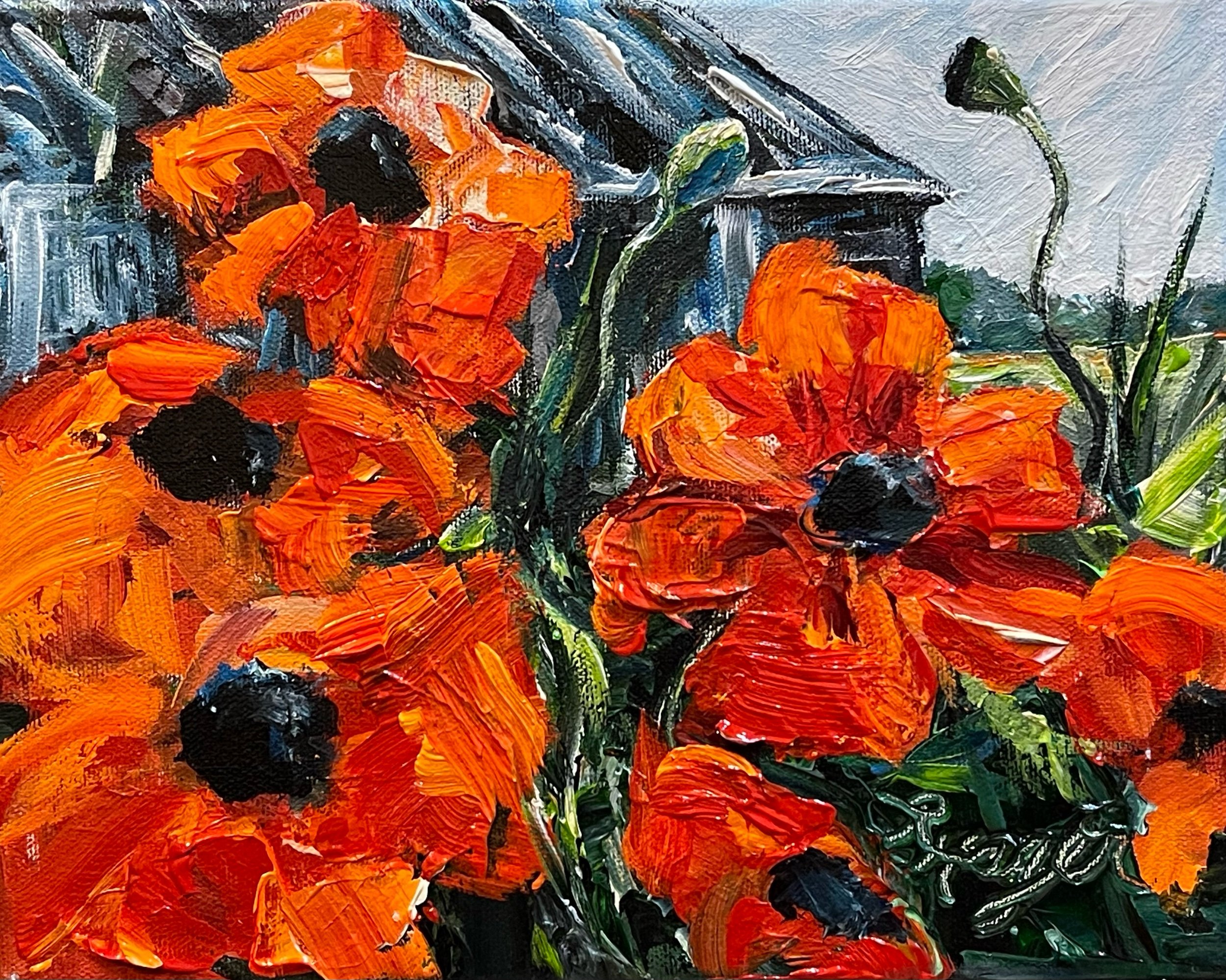  "Barnyard Poppies" #461.  SOLD 